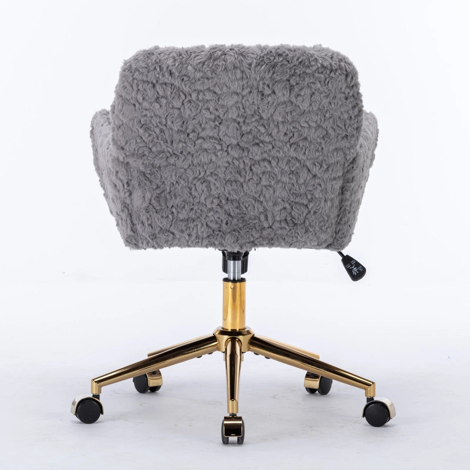 Faux Rabbit Hair Office Chair with Golden Metal Base, Adjustable Swivel - Image 62