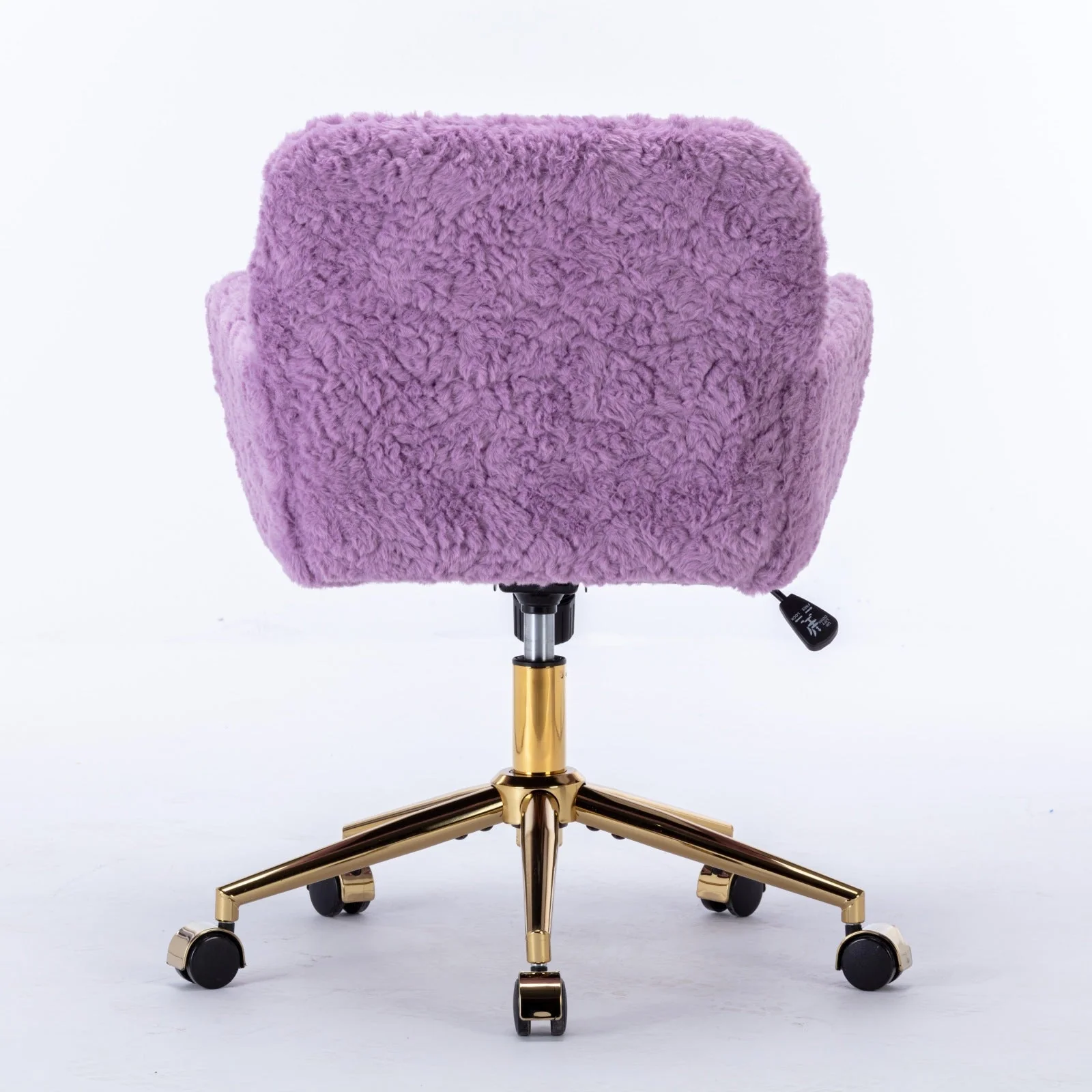 Faux Rabbit Hair Office Chair with Golden Metal Base, Adjustable Swivel - Image 7