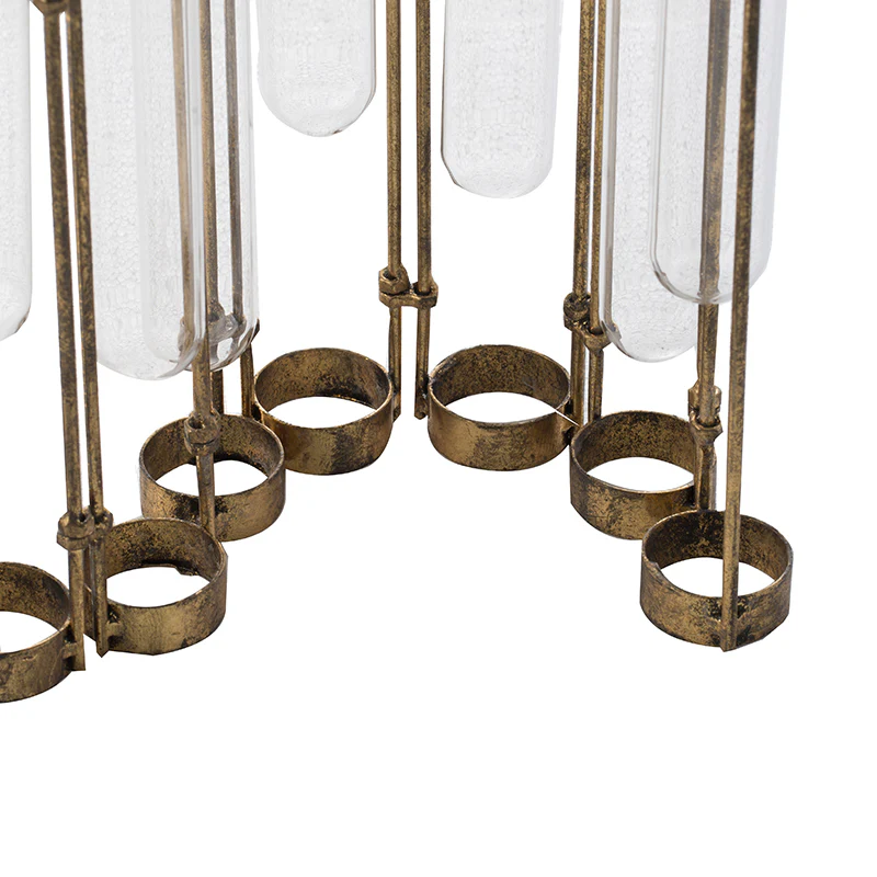 Glass Vial Flower Vase with Bronze Metal Frame - Image 6