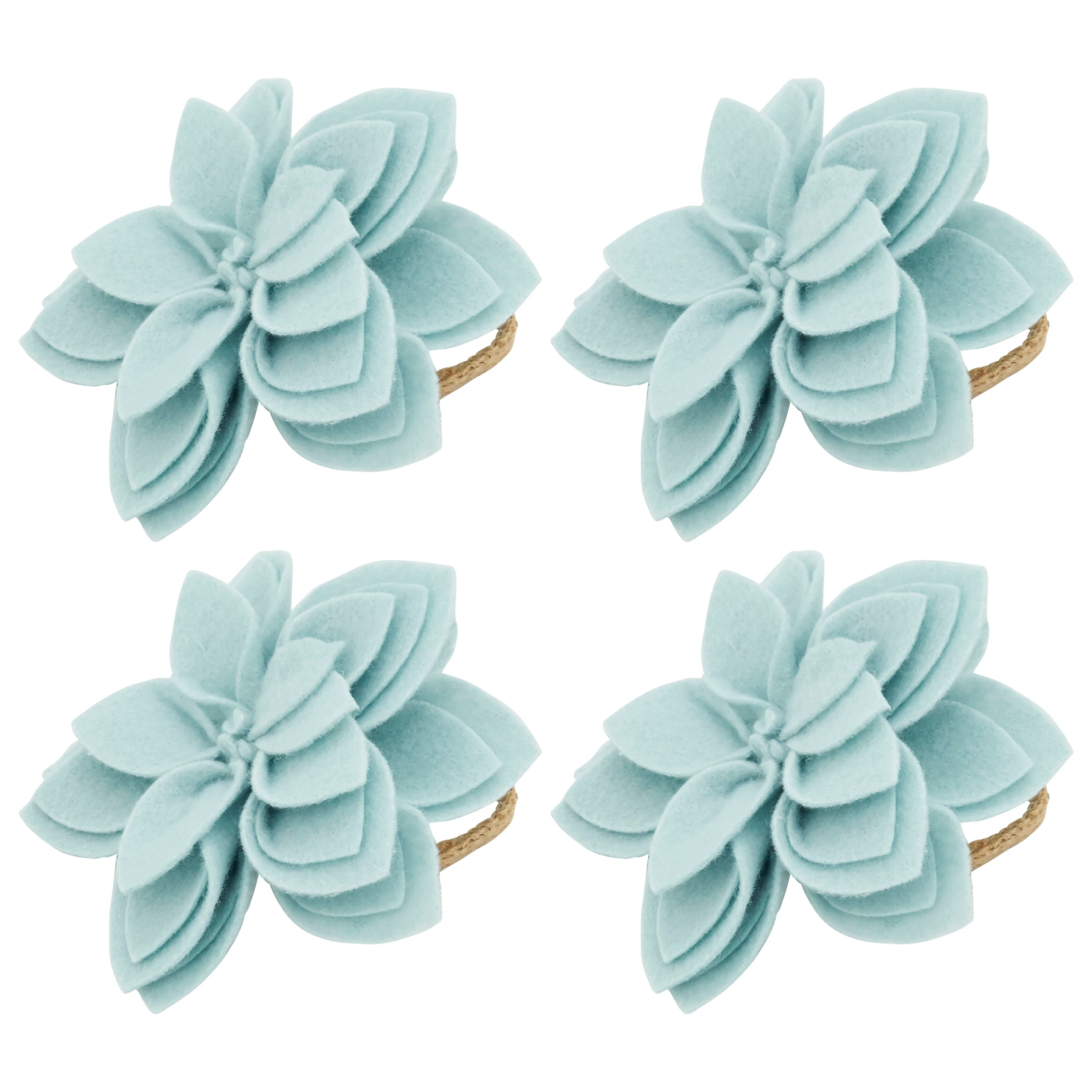 Felt Blossom Napkin Rings, Set of 4 - Image 2