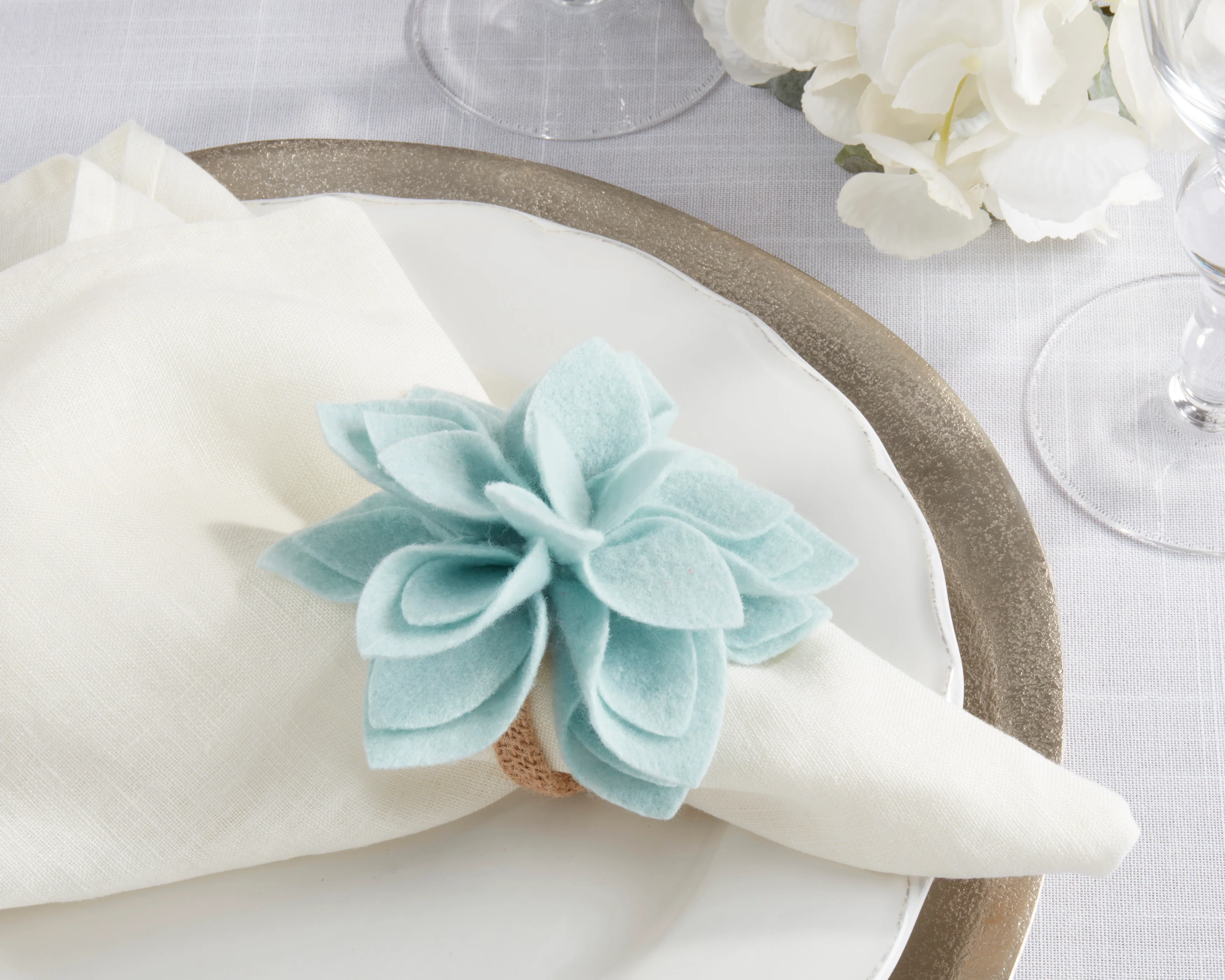 Felt Blossom Napkin Rings, Set of 4 - Image 3