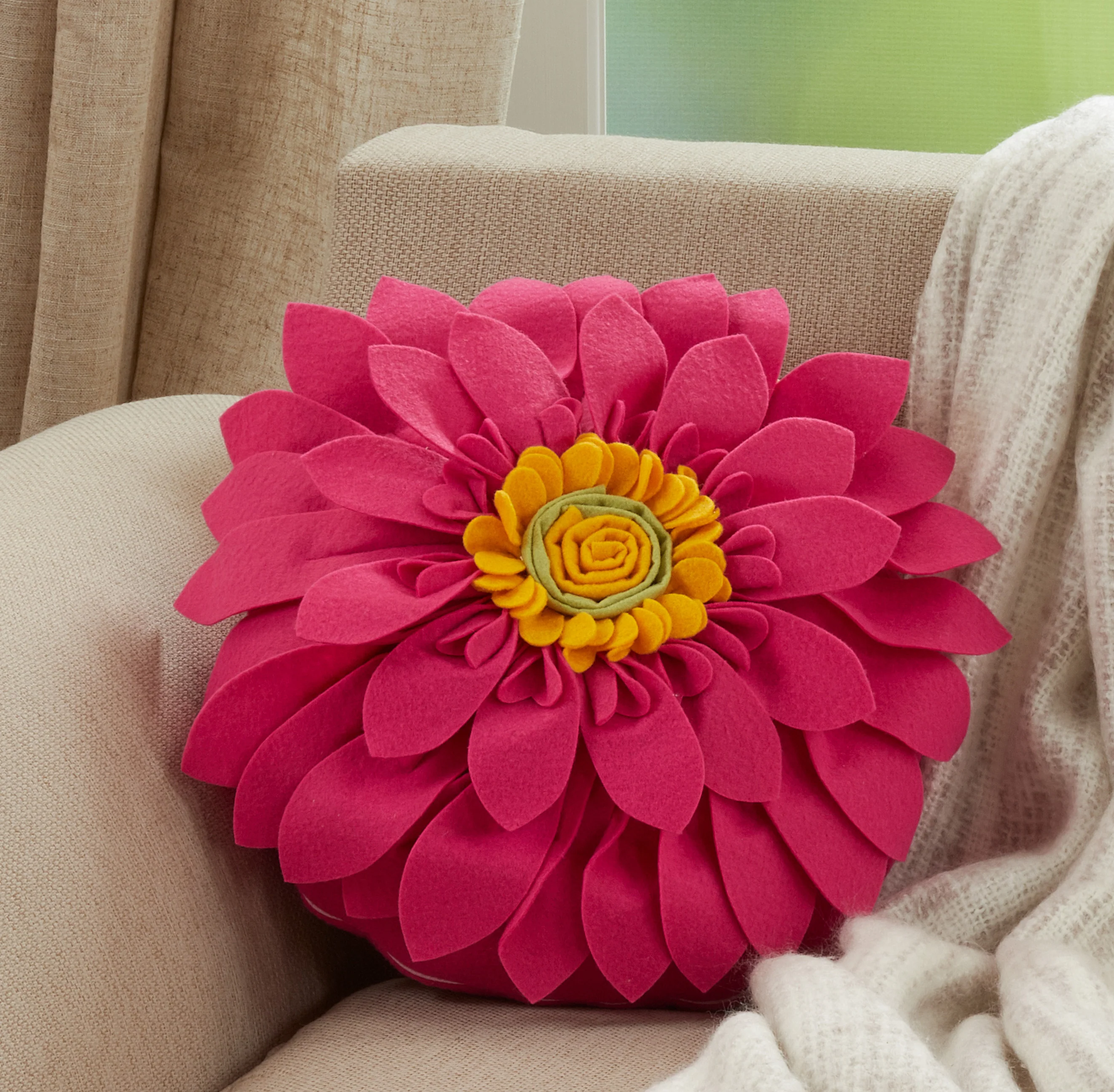 Felt Flower Throw Pillow - Image 2