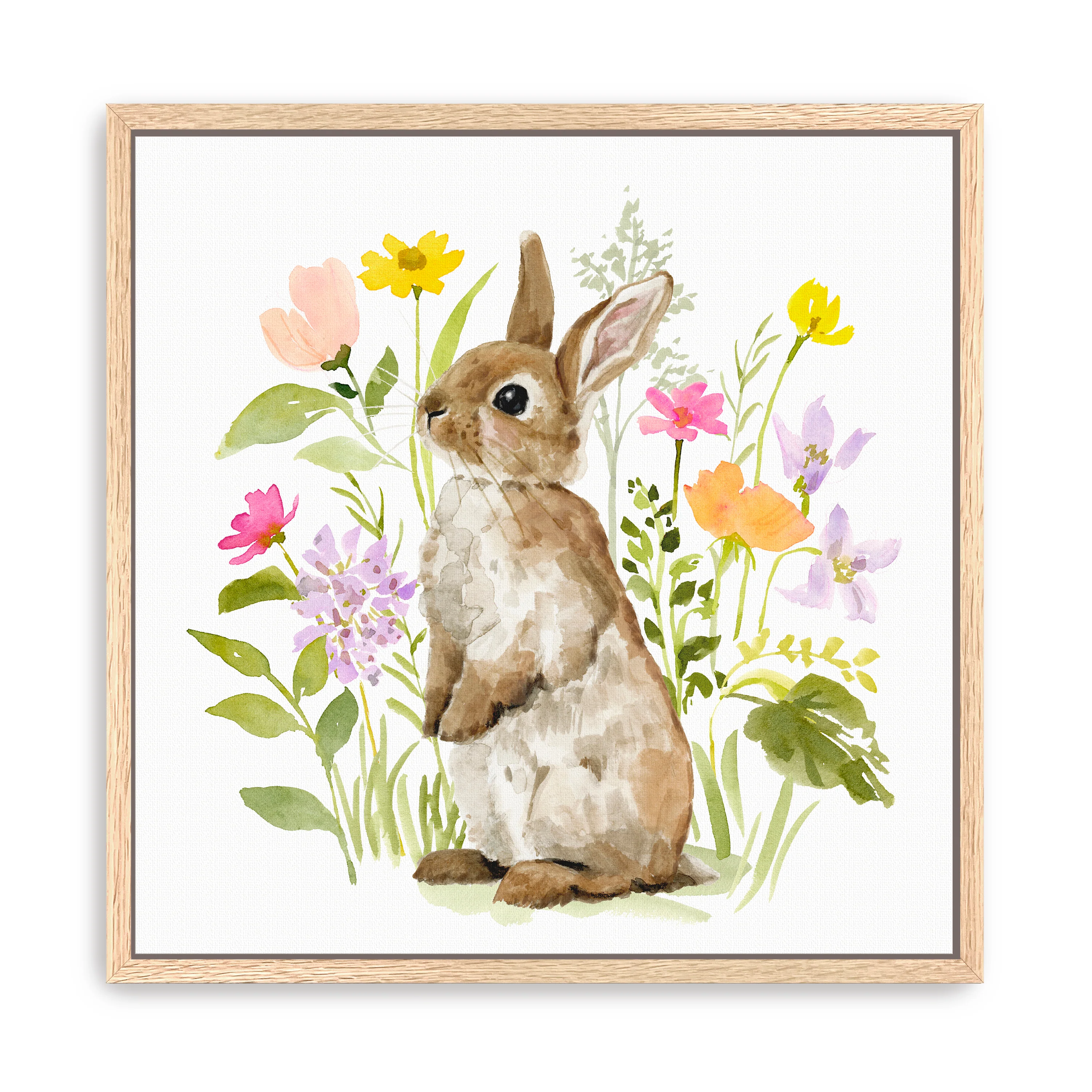 Flower Patch Bunny I Canvas Giclee