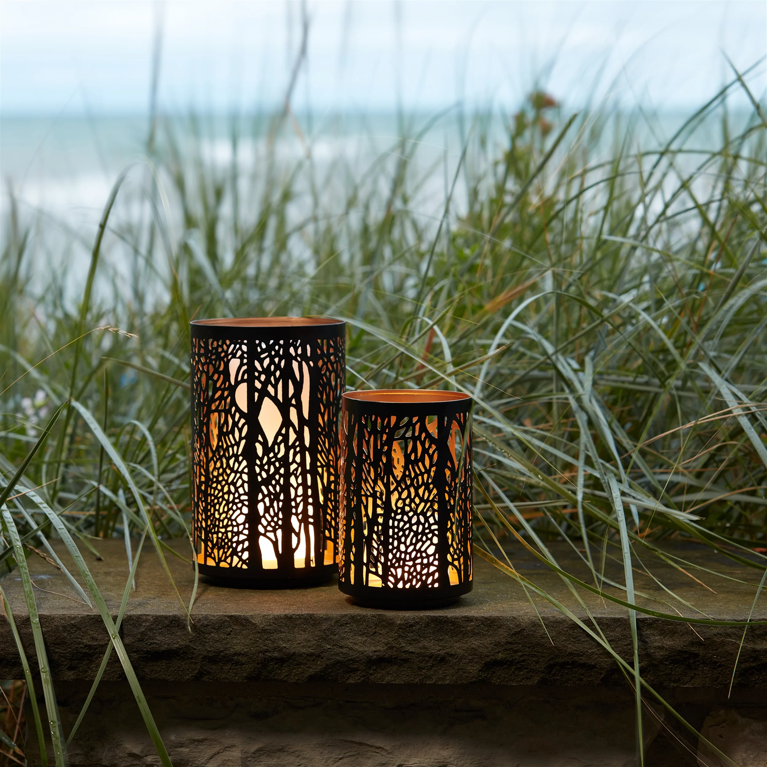 Forest Trees Punched Metal Candle Holder, Set of 2 - Image 7