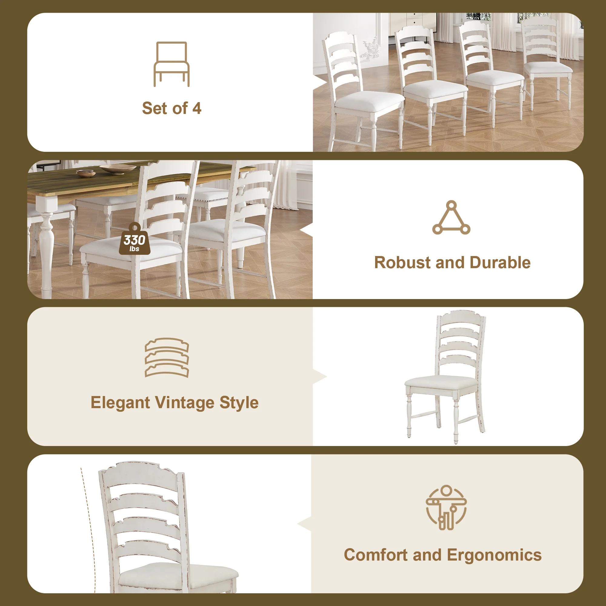 Foreverx 9-Piece Dining Set with Removable Leaf Table and 8 Upholstered Dining Chairs - Image 8