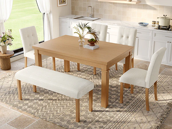 Franklin Modern 6-Piece Dining Set with 4 Upholstered Chairs & Bench - Image 23