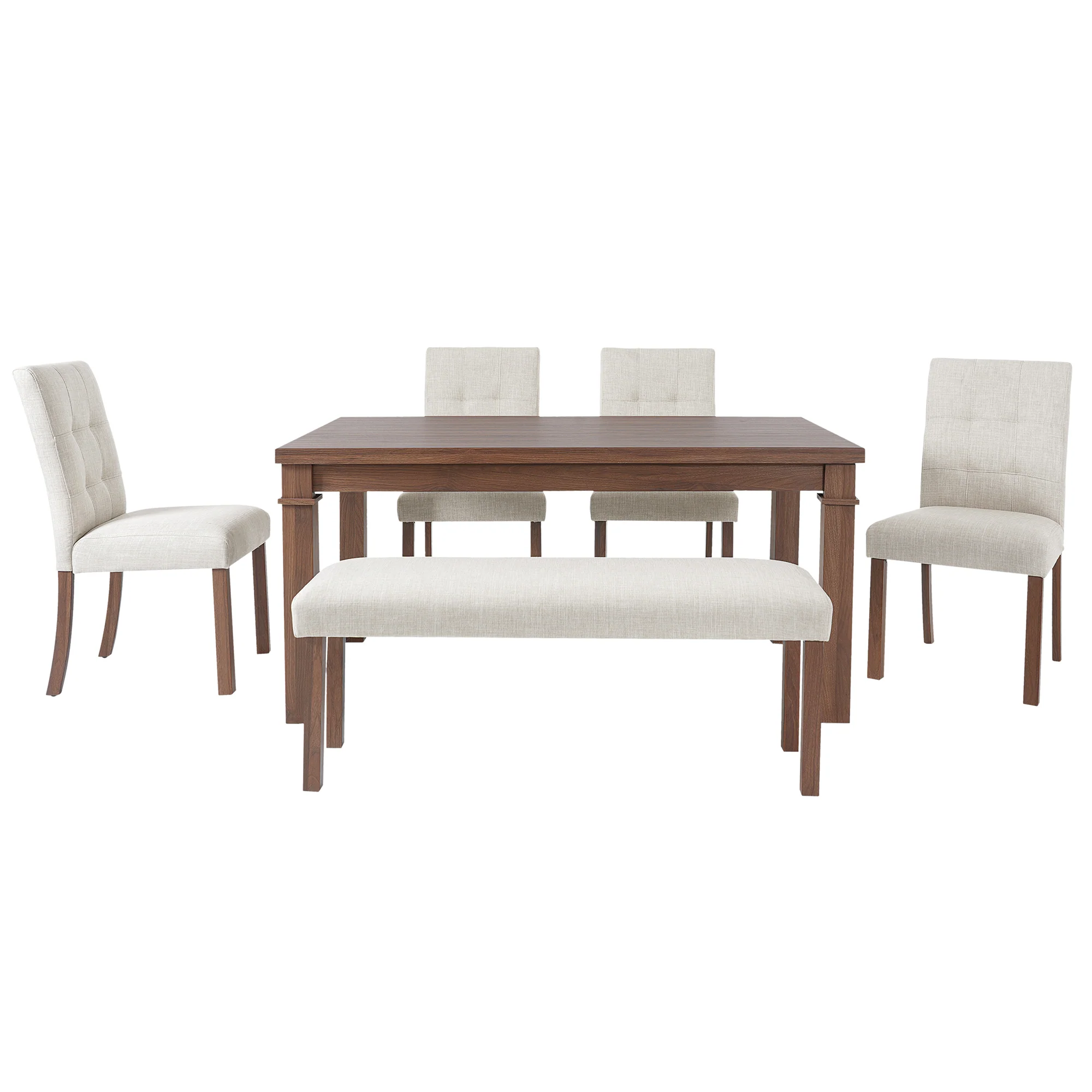 Franklin Modern 6-Piece Dining Set with 4 Upholstered Chairs & Bench - Image 72