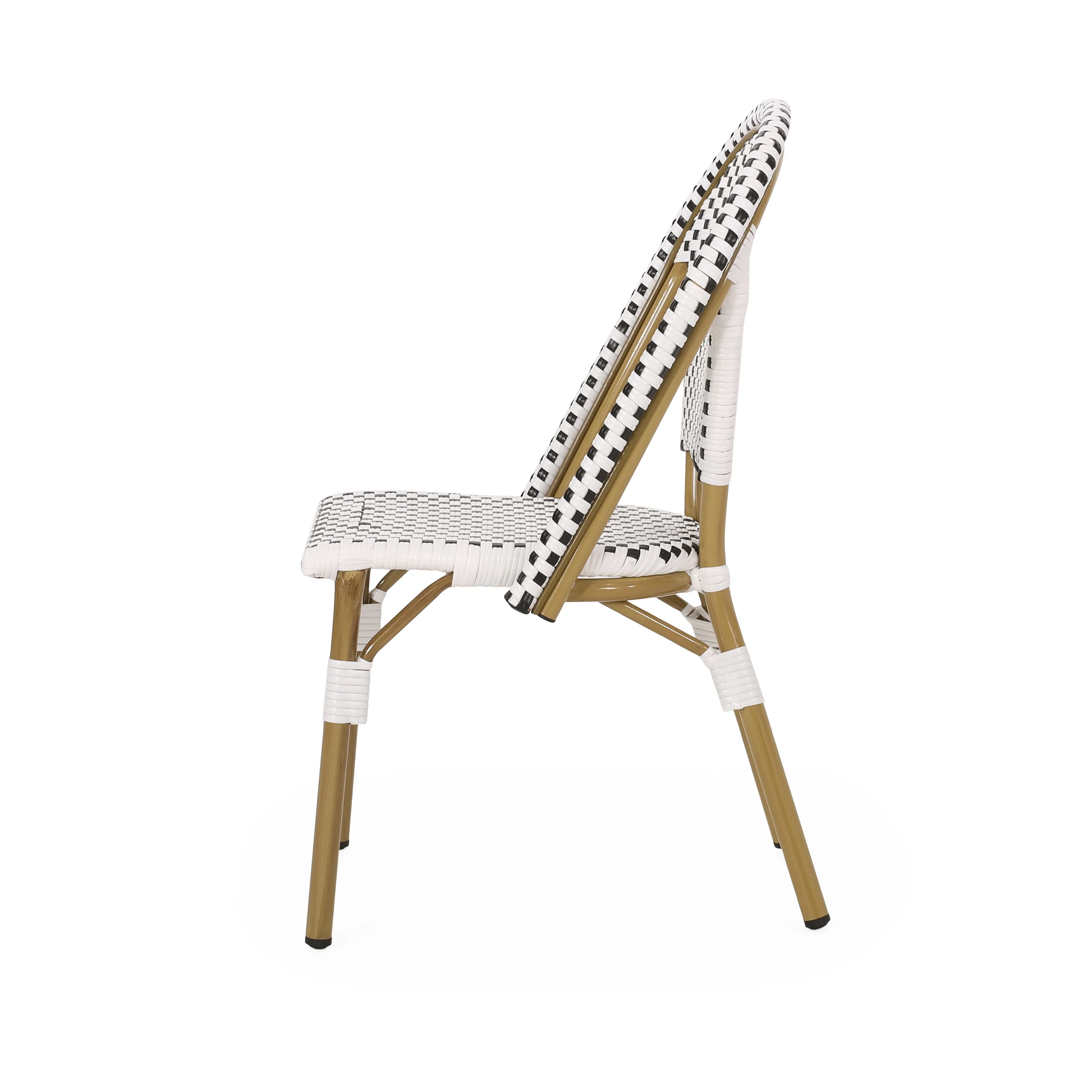 French Bistro Outdoor Dining Chairs, Set of 2 Black & White - Image 8