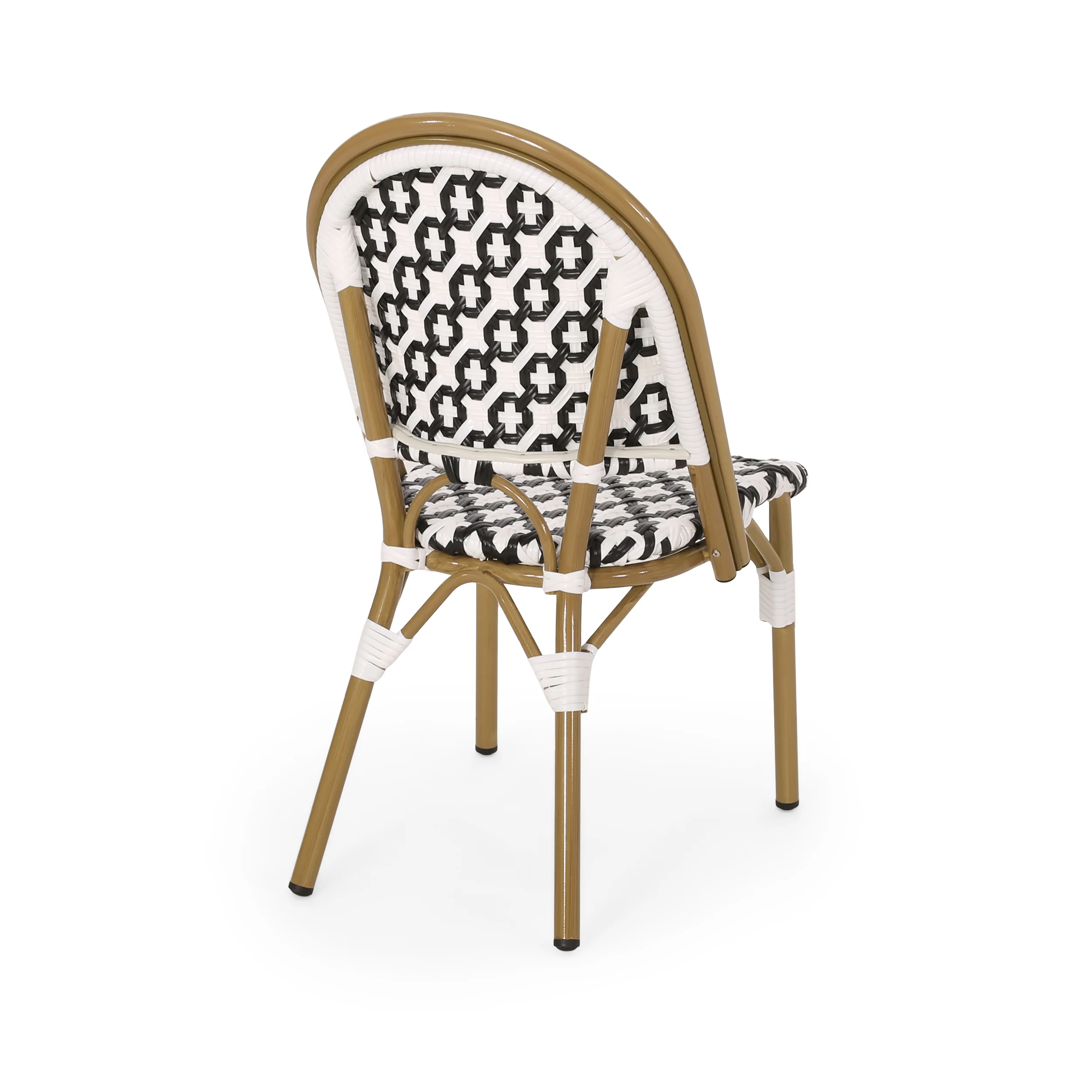 French Bistro Outdoor Dining Chairs, Set of 2 Black & White - Image 7