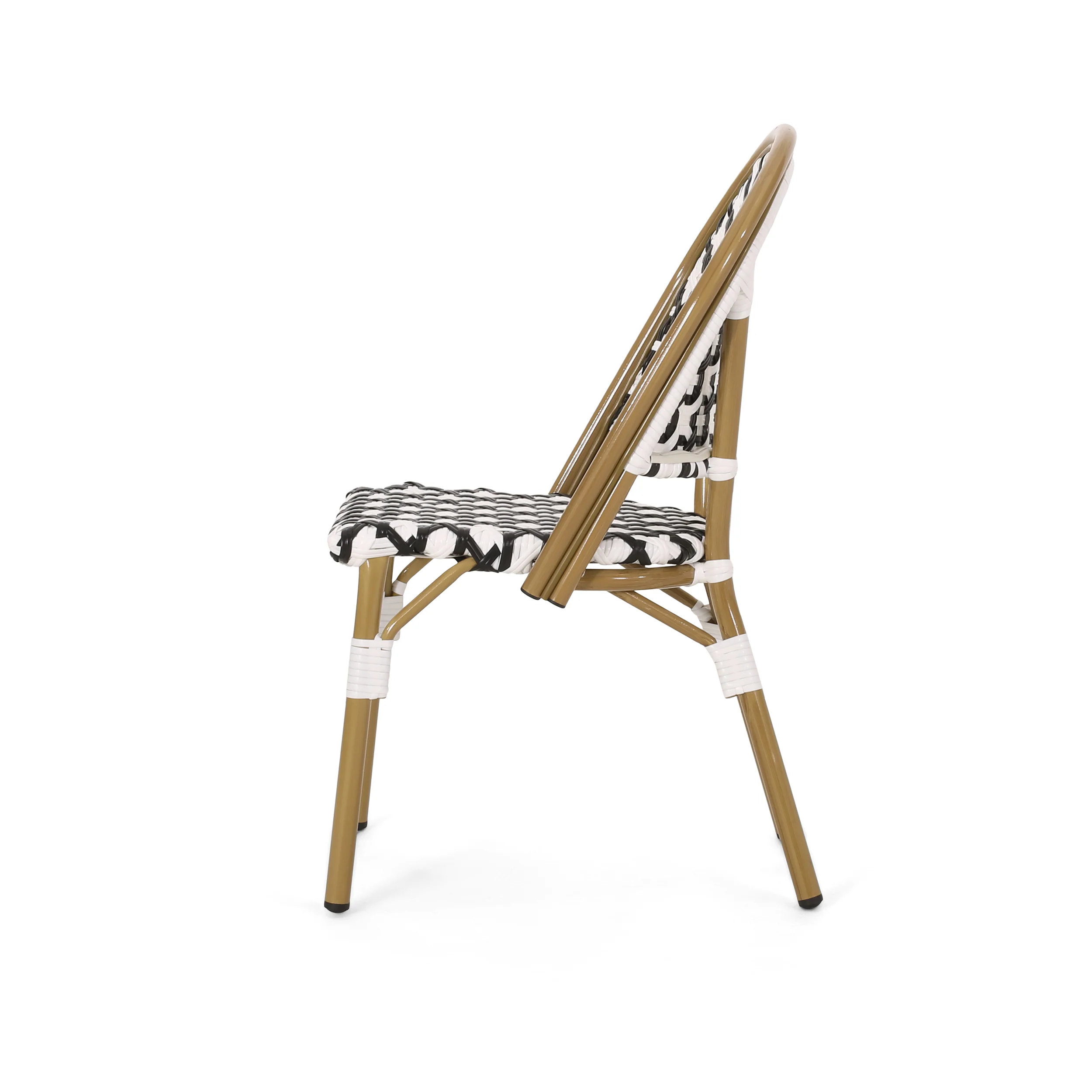 French Bistro Outdoor Dining Chairs, Set of 2 Black & White - Image 8