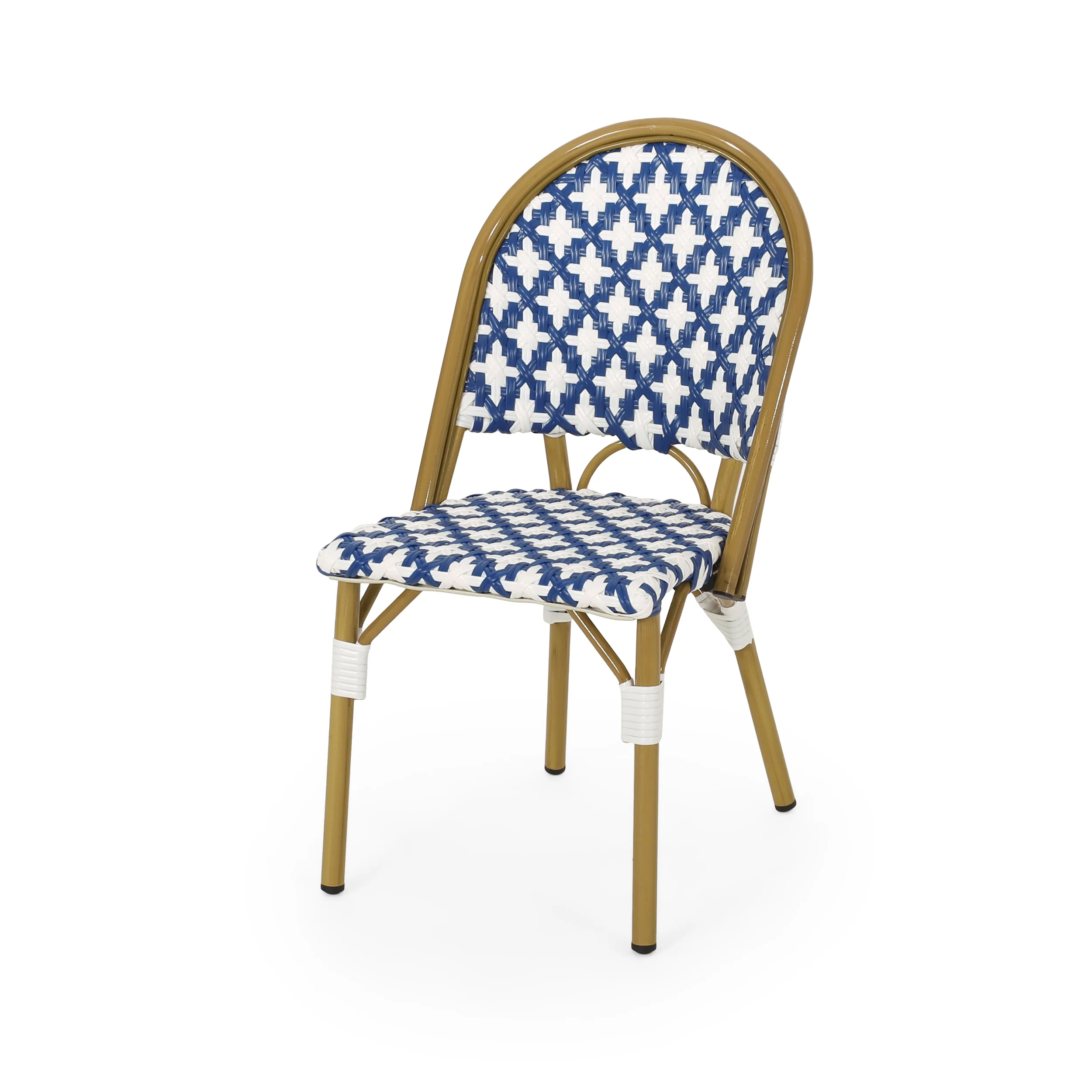 French Bistro Outdoor Dining Chairs, Set of 2 Navy & White - Image 6