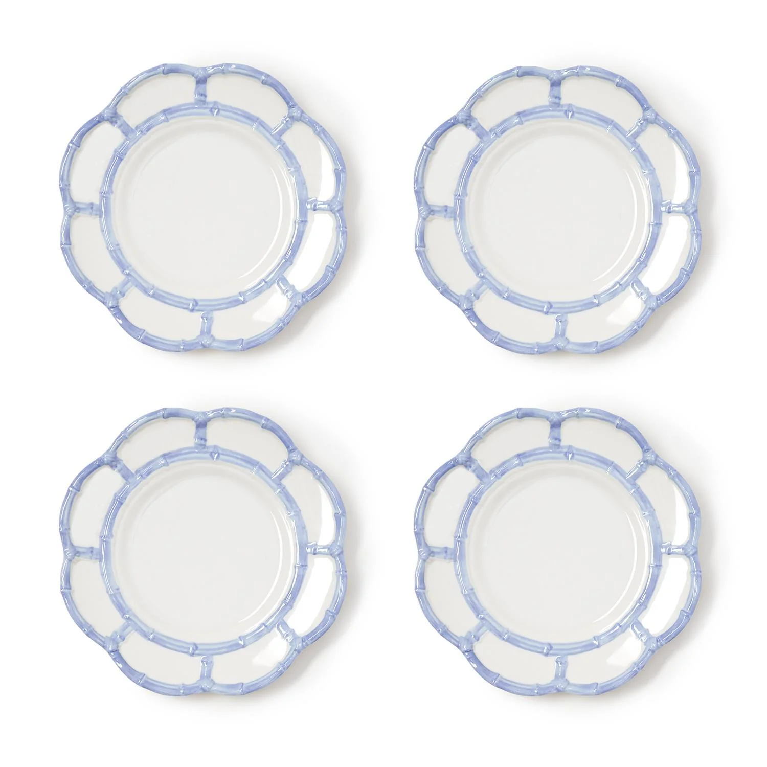 French Blue Bamboo Touch Salad / Dessert Plate, Set of 4