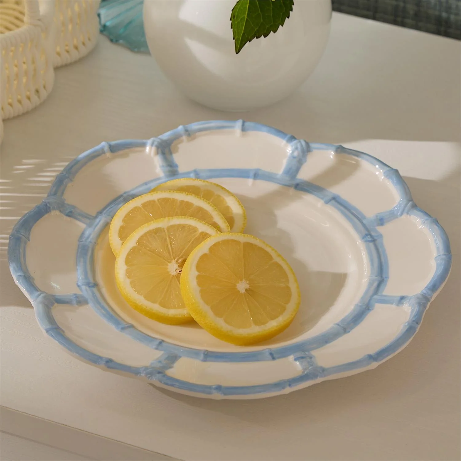 French Blue Bamboo Touch Salad / Dessert Plate, Set of 4 - Image 2