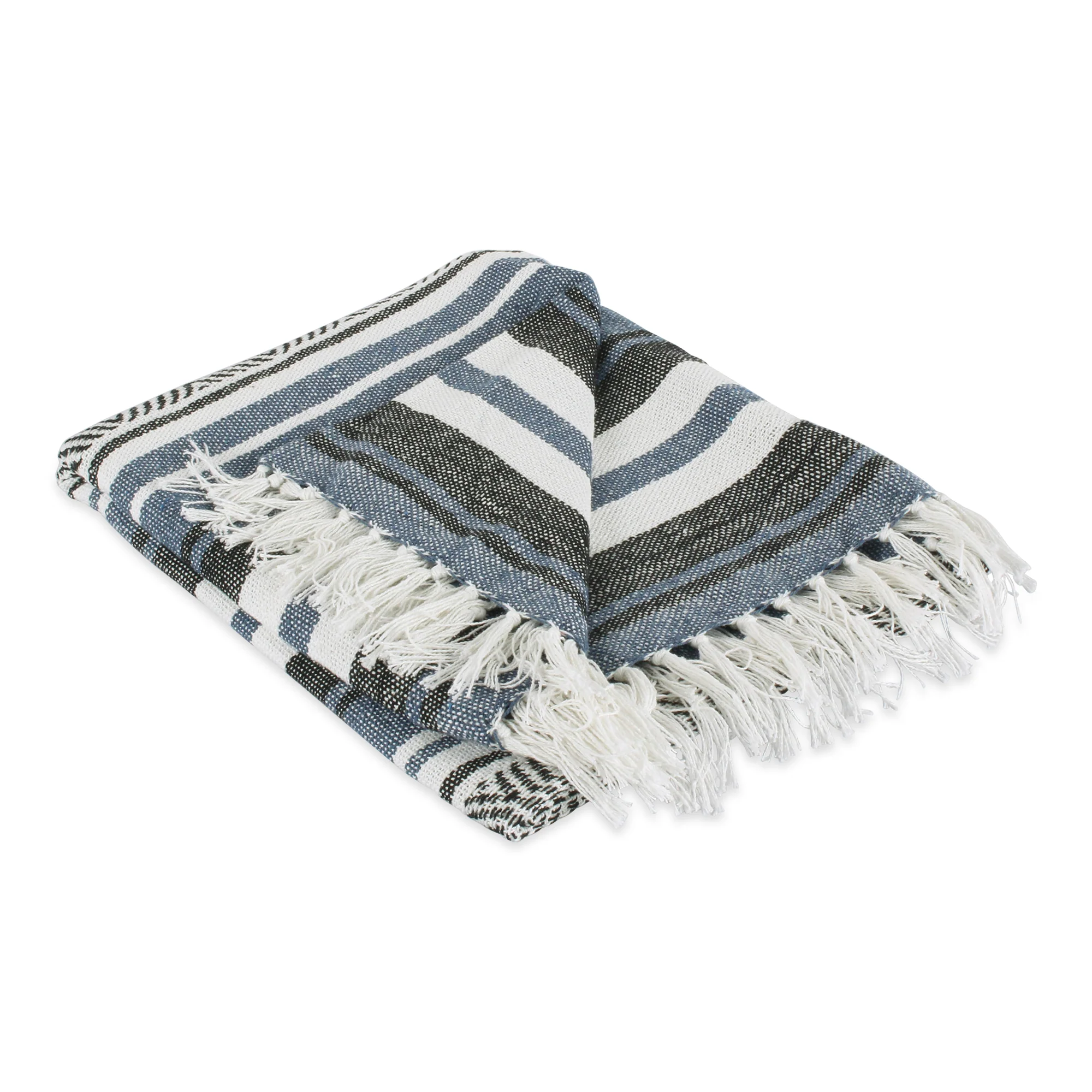 French Blue Farmhouse Stripe Throw
