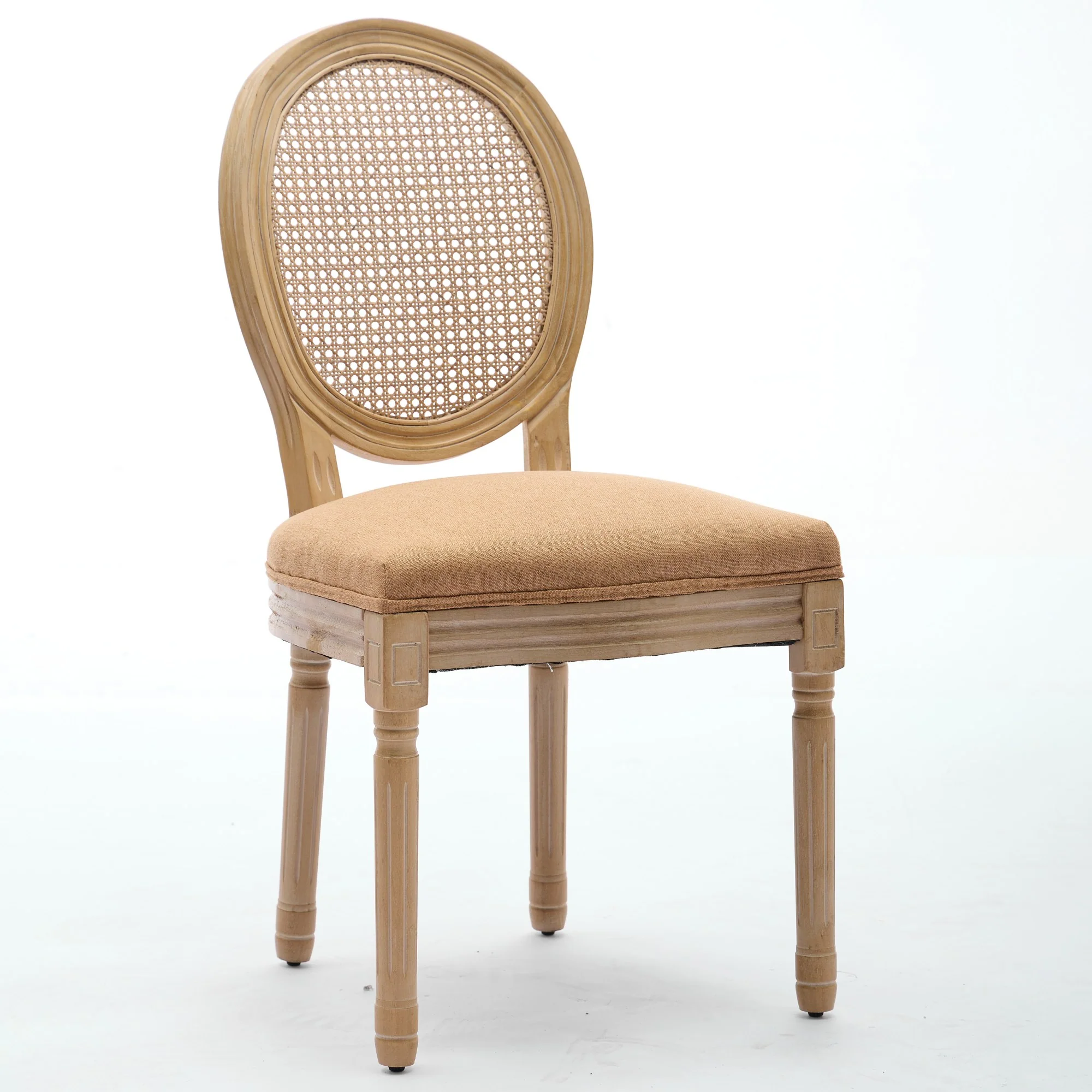 French Country Dining Chairs with Round Rattan Backrest, Set of 2 - Image 27