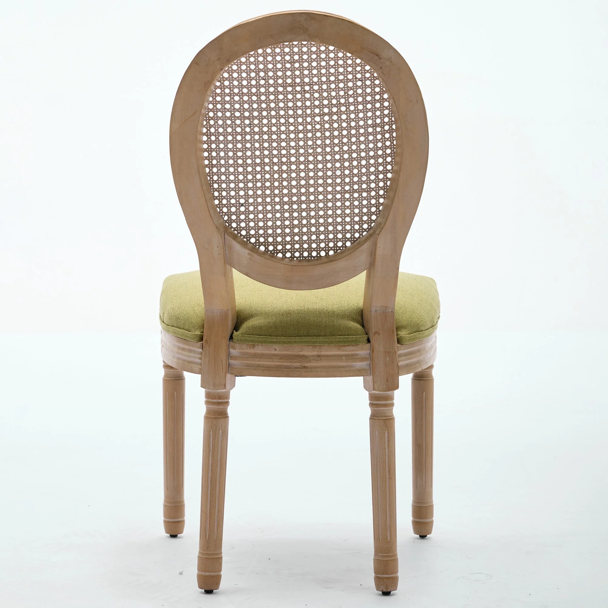 French Country Dining Chairs with Round Rattan Backrest, Set of 2 - Image 55