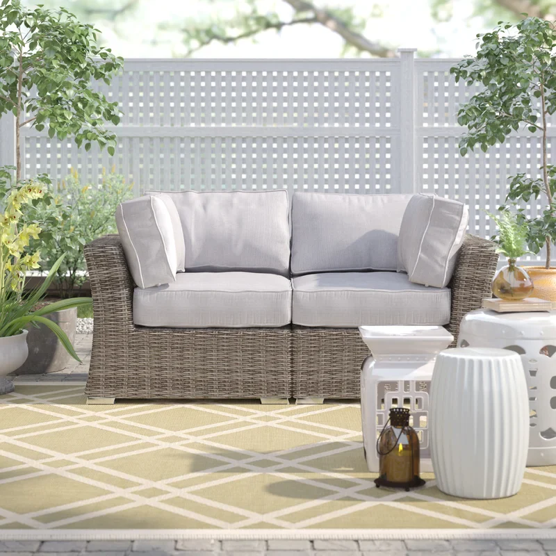 Fully Assembled 66" Outdoor Wicker Loveseat with Cushions - Image 8