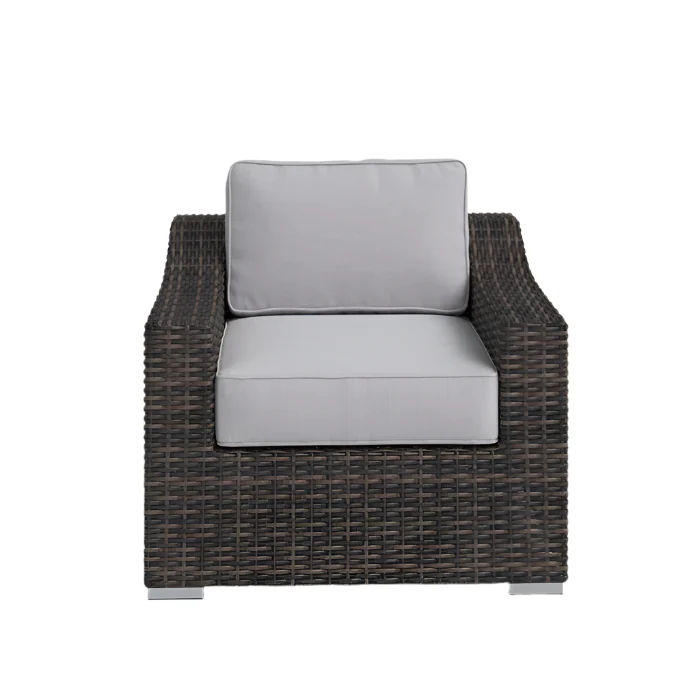 Sloped Arm All-Weather Wicker Patio Chair with Cushions - Image 9