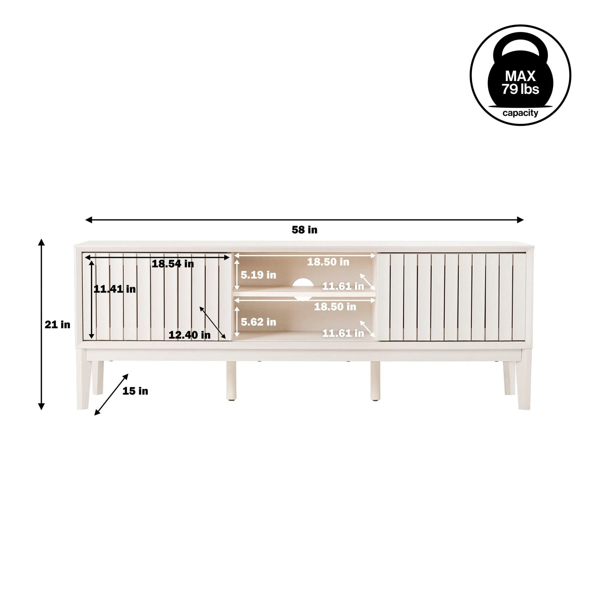 Gennaro Farmhouse 3-Storage Sliding Door TV Stand Fits TVs up to 65 in. with Cable Management - Image 3