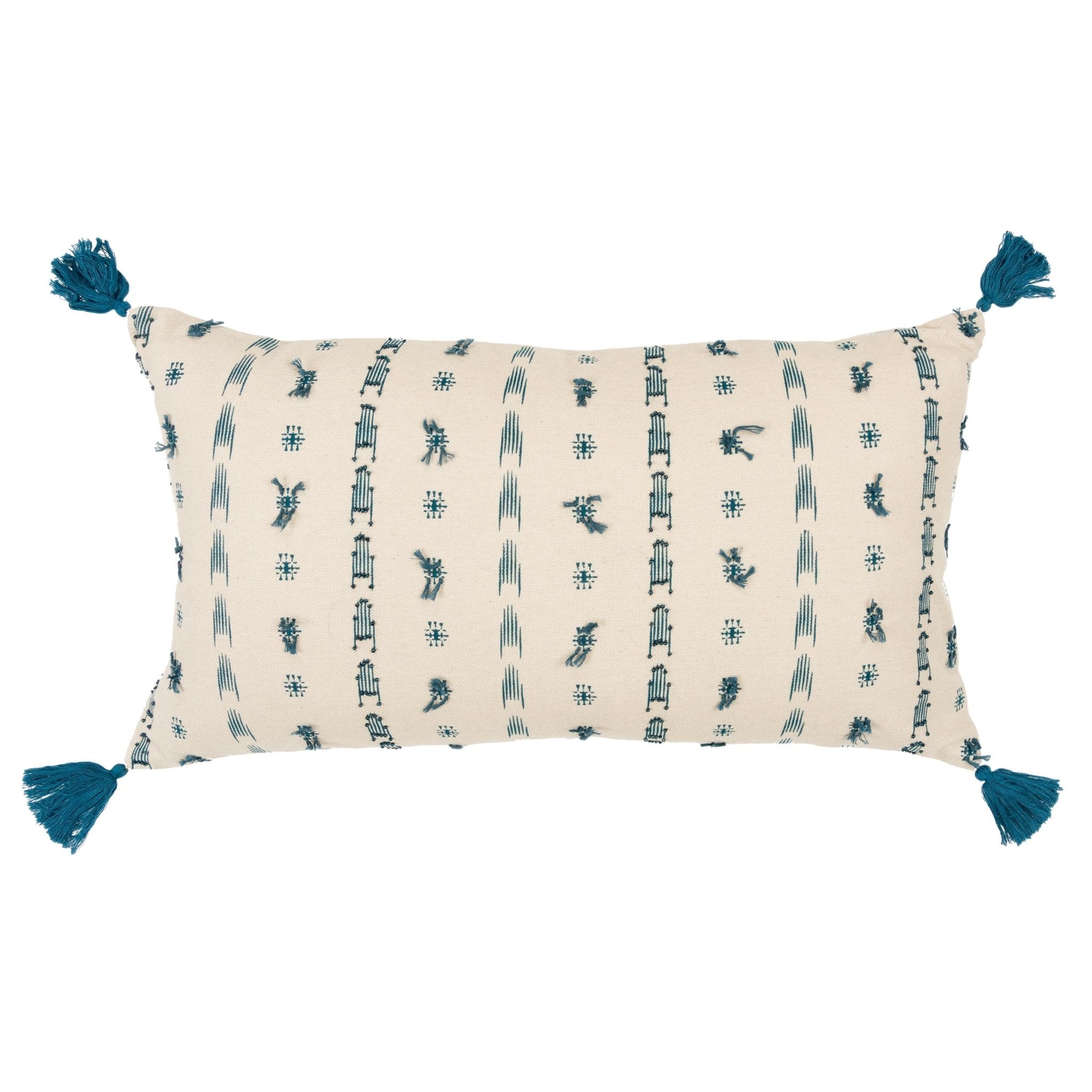 Geometric Print Knife Edge 100% Cotton Poly Filled Decorative Throw Pillow