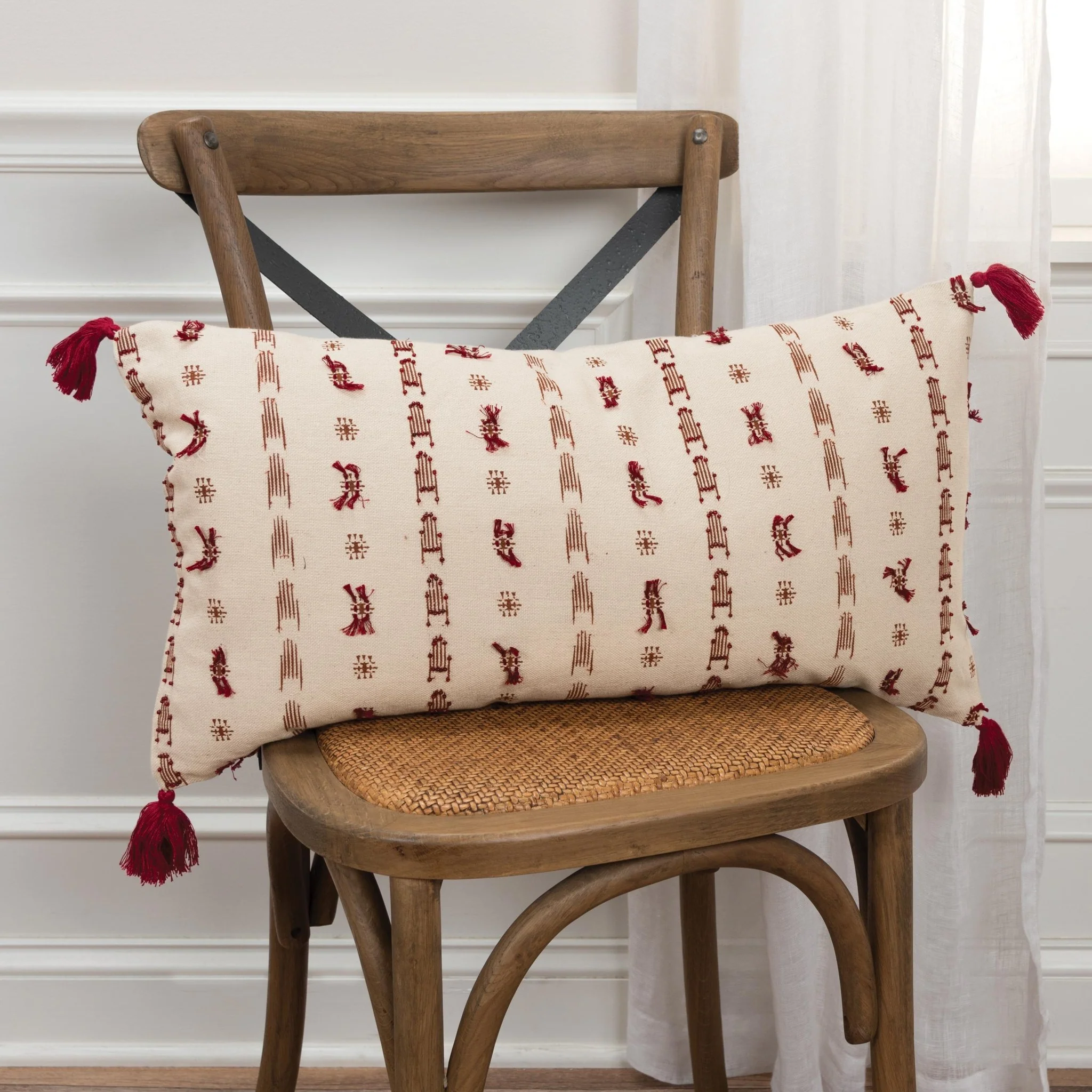 Geometric Print Knife Edge 100% Cotton Poly Filled Decorative Throw Pillow - Image 21