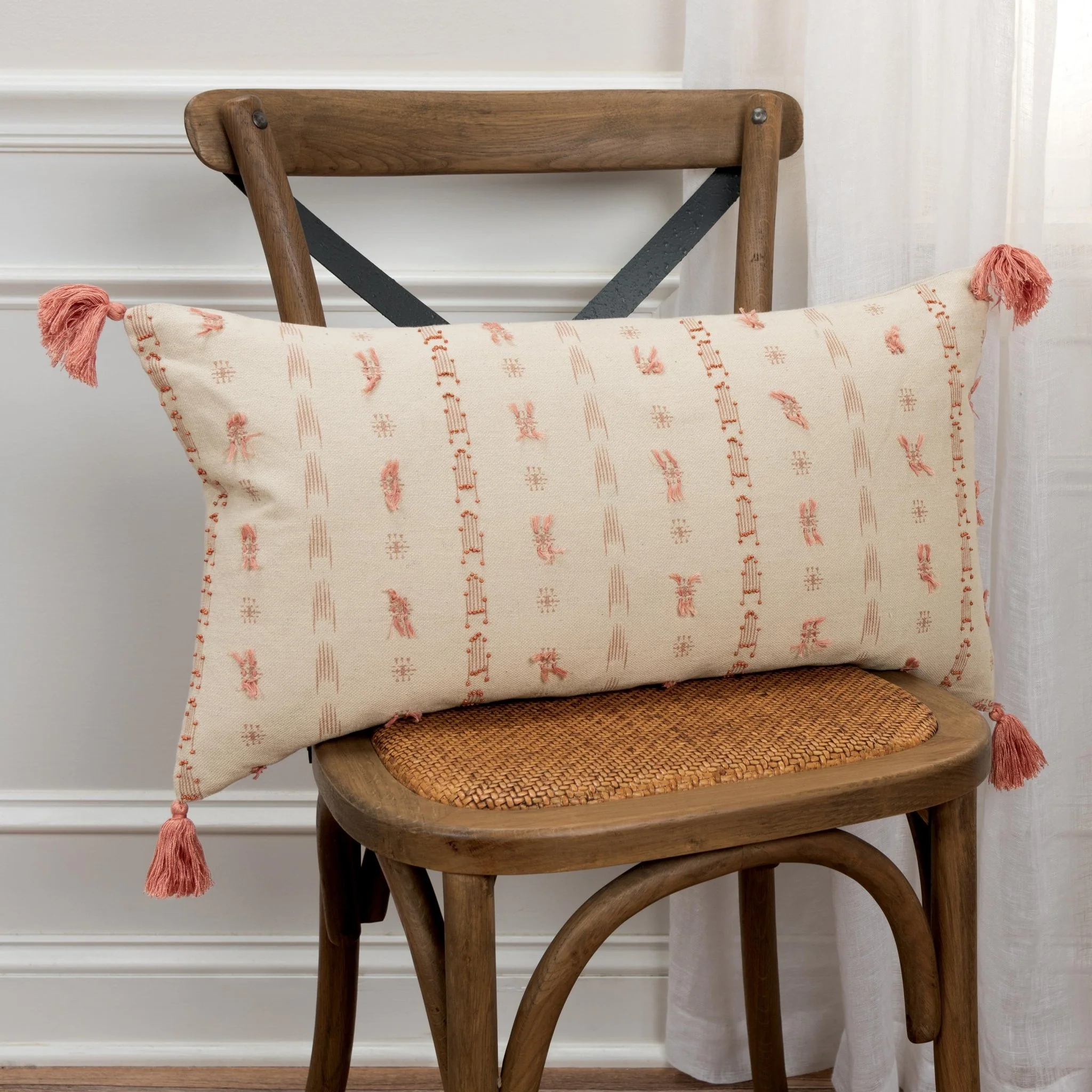 Geometric Print Knife Edge 100% Cotton Poly Filled Decorative Throw Pillow - Image 6