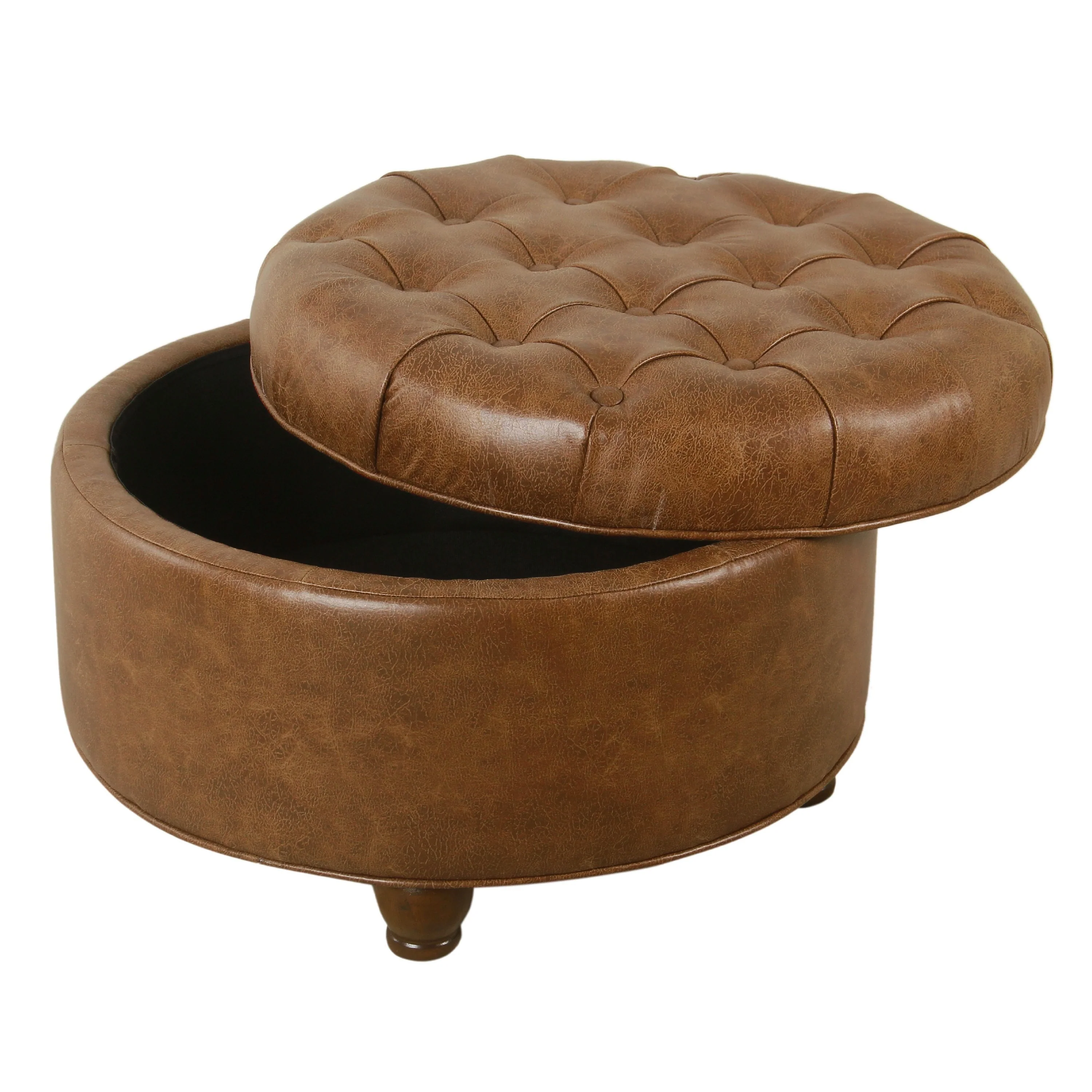 Gery Faux Leather Accent Storage Ottoman - Image 3