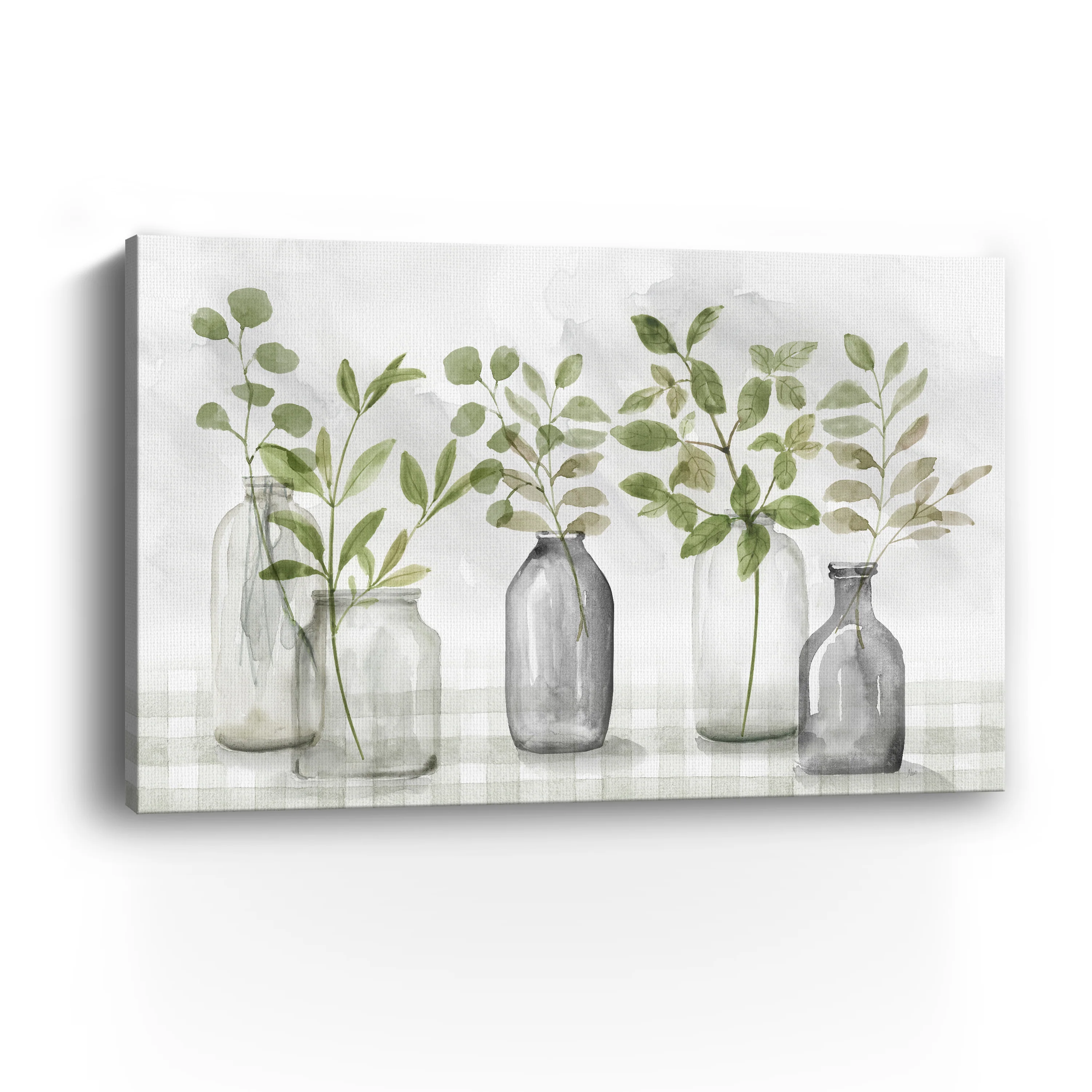 Gingham & Foliage Canvas Giclee - Image 3