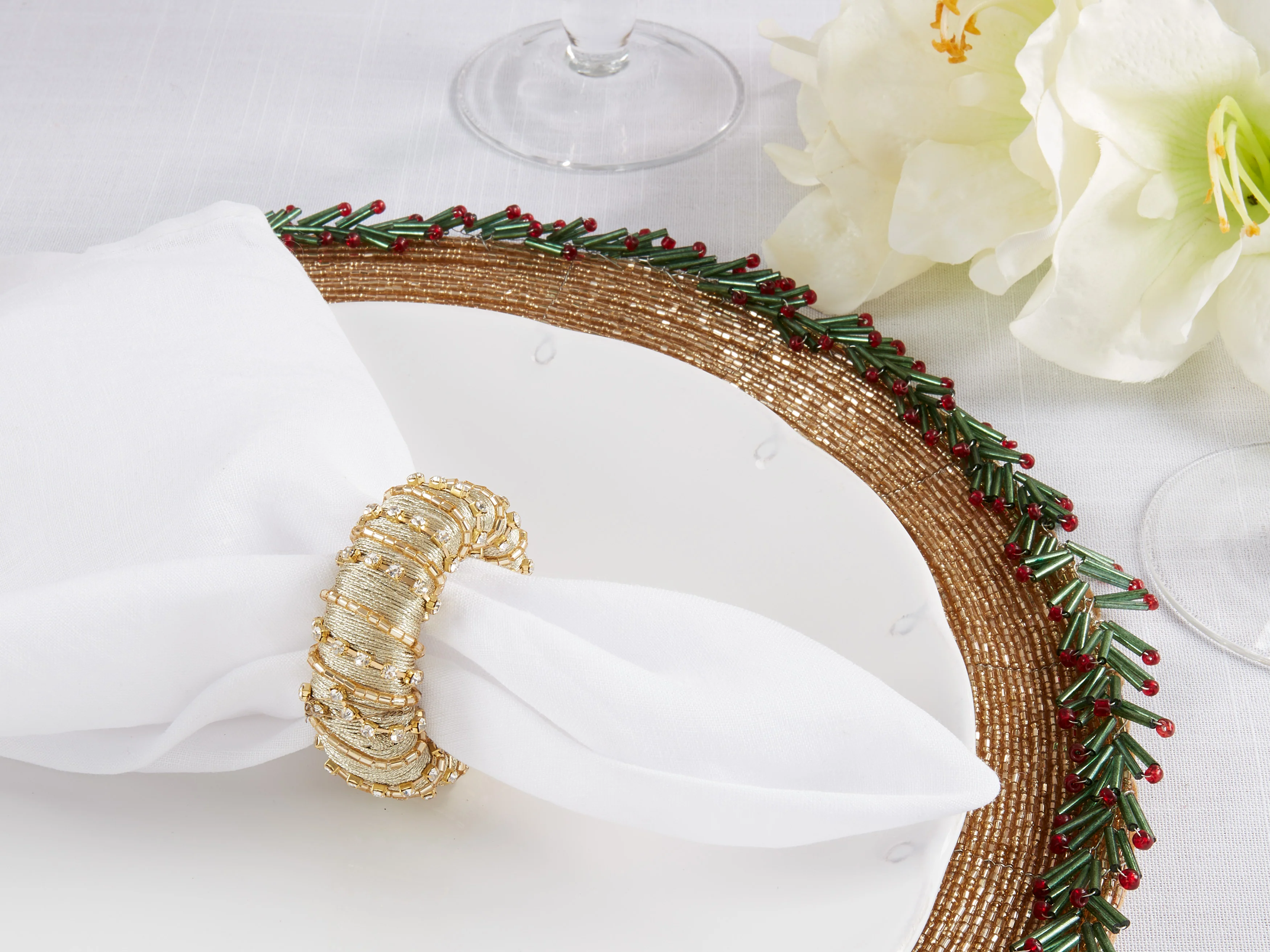 Glamorous Sparkle Beaded Napkin Ring, Set of 4 - Image 4