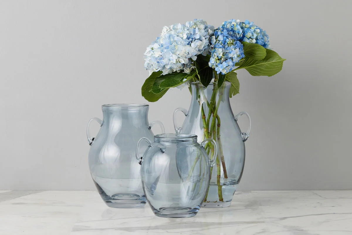 Glass Amphora Flower Vase, Denim Blue - Image 5