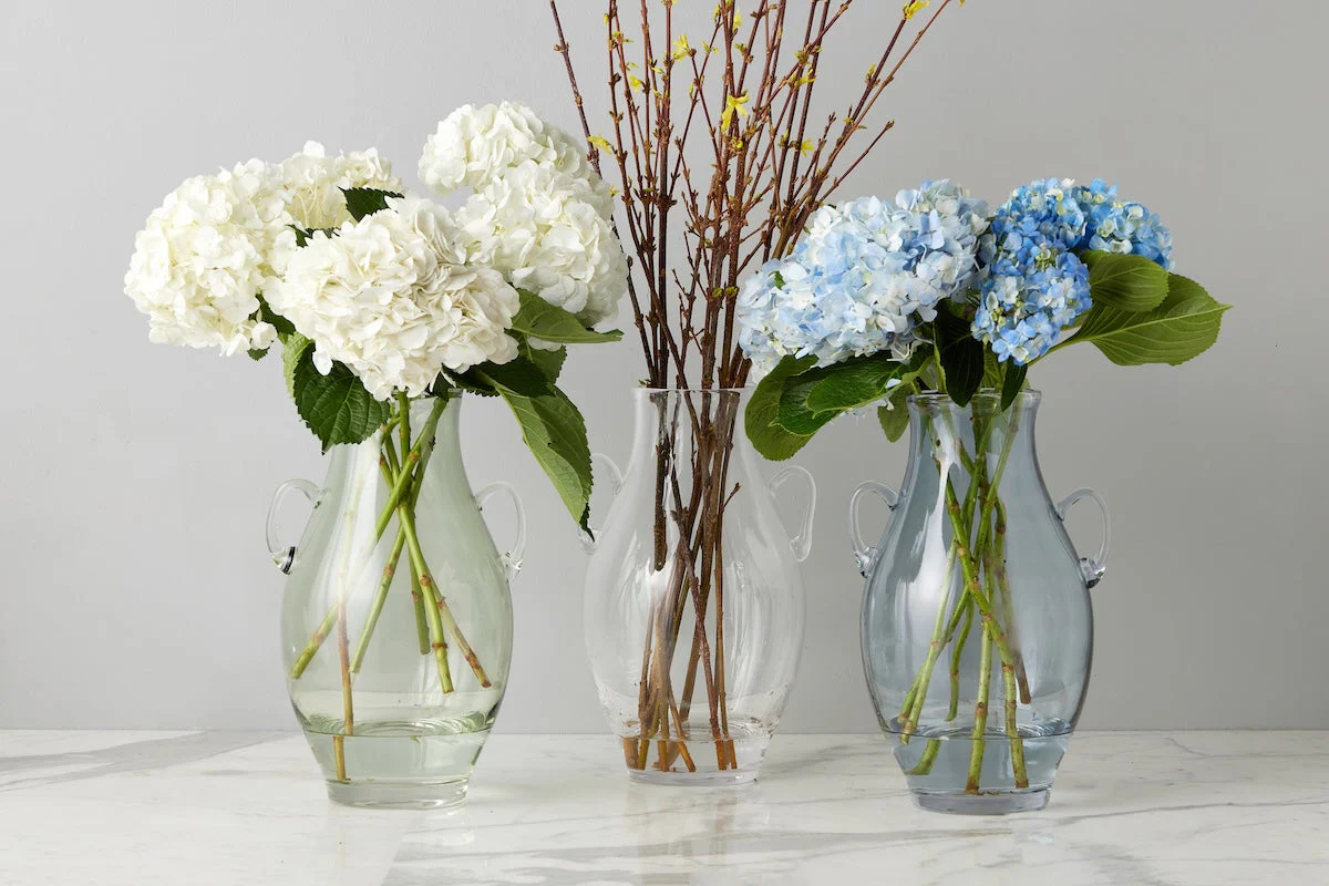 Glass Amphora Flower Vase, Denim Blue - Image 7
