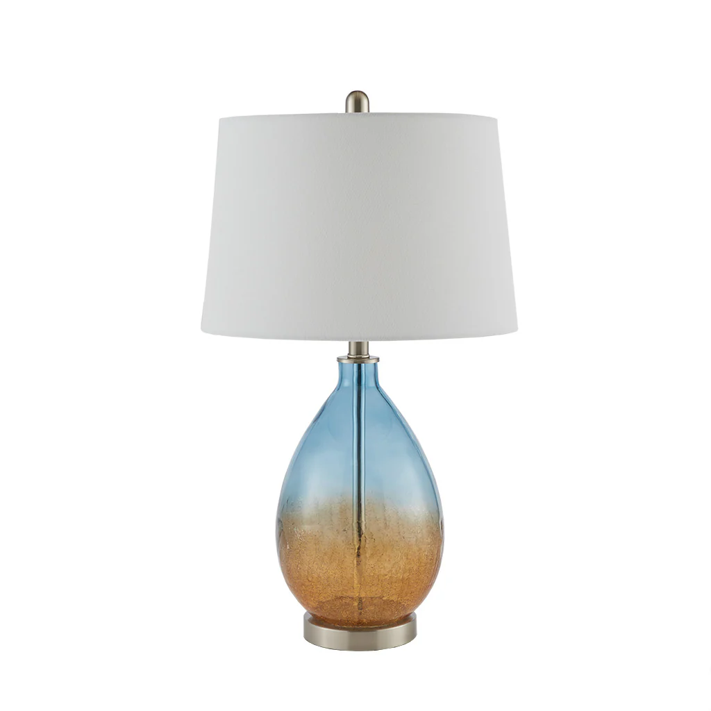 Glass Table Lamp with Drum-Shaped Shade, Set of 2 - Image 3