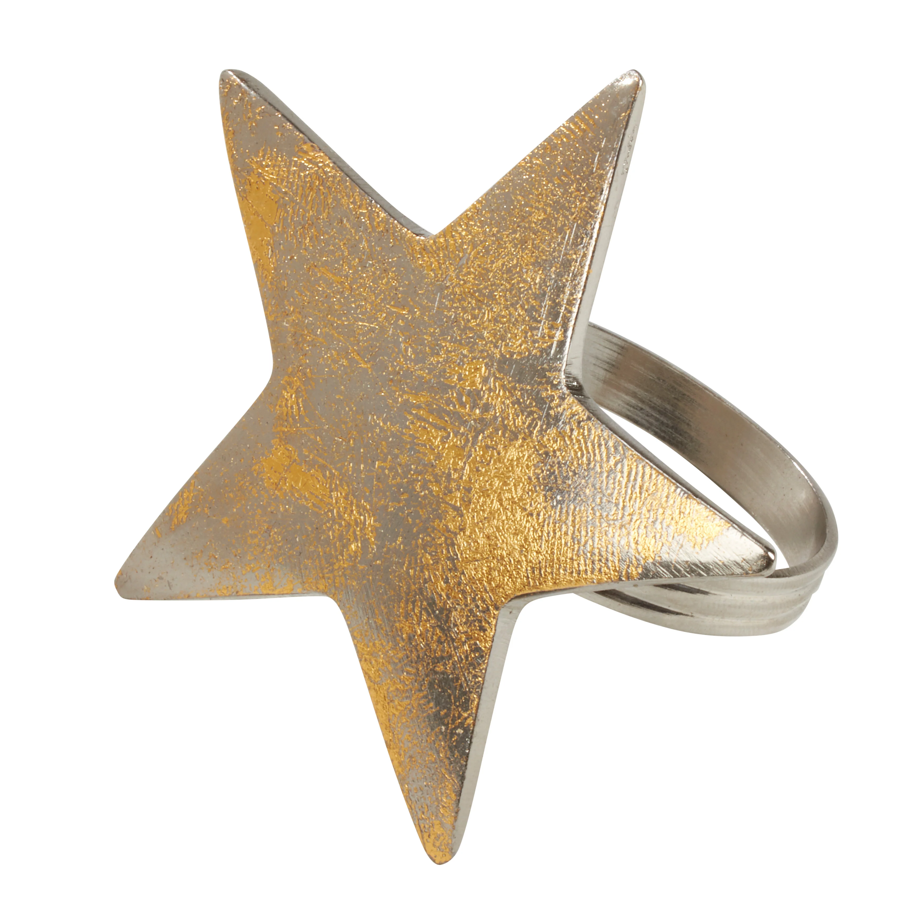Gold Texture Star Napkin Ring, Set of 4