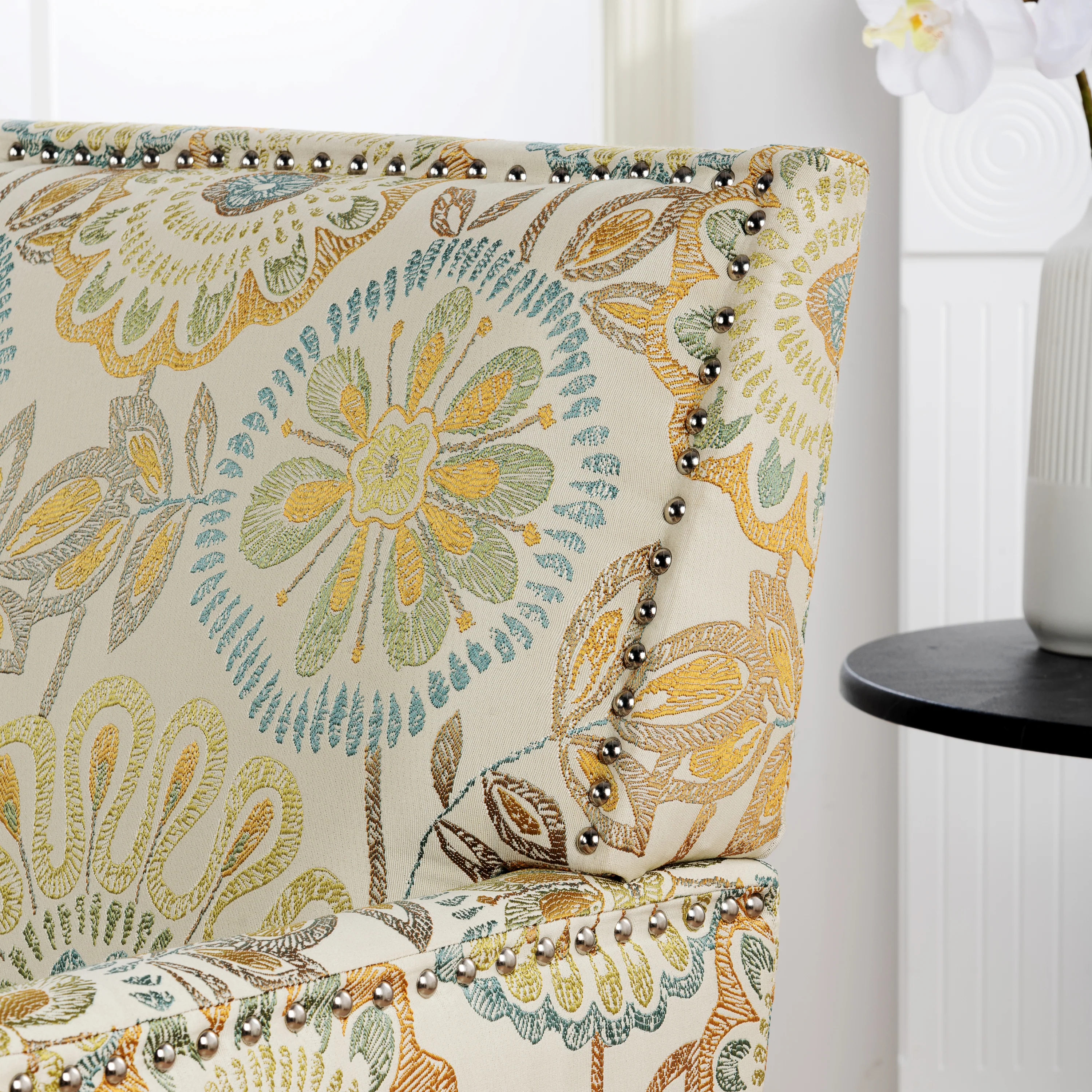 Floral Nailhead Trim Accent Chair - Image 16