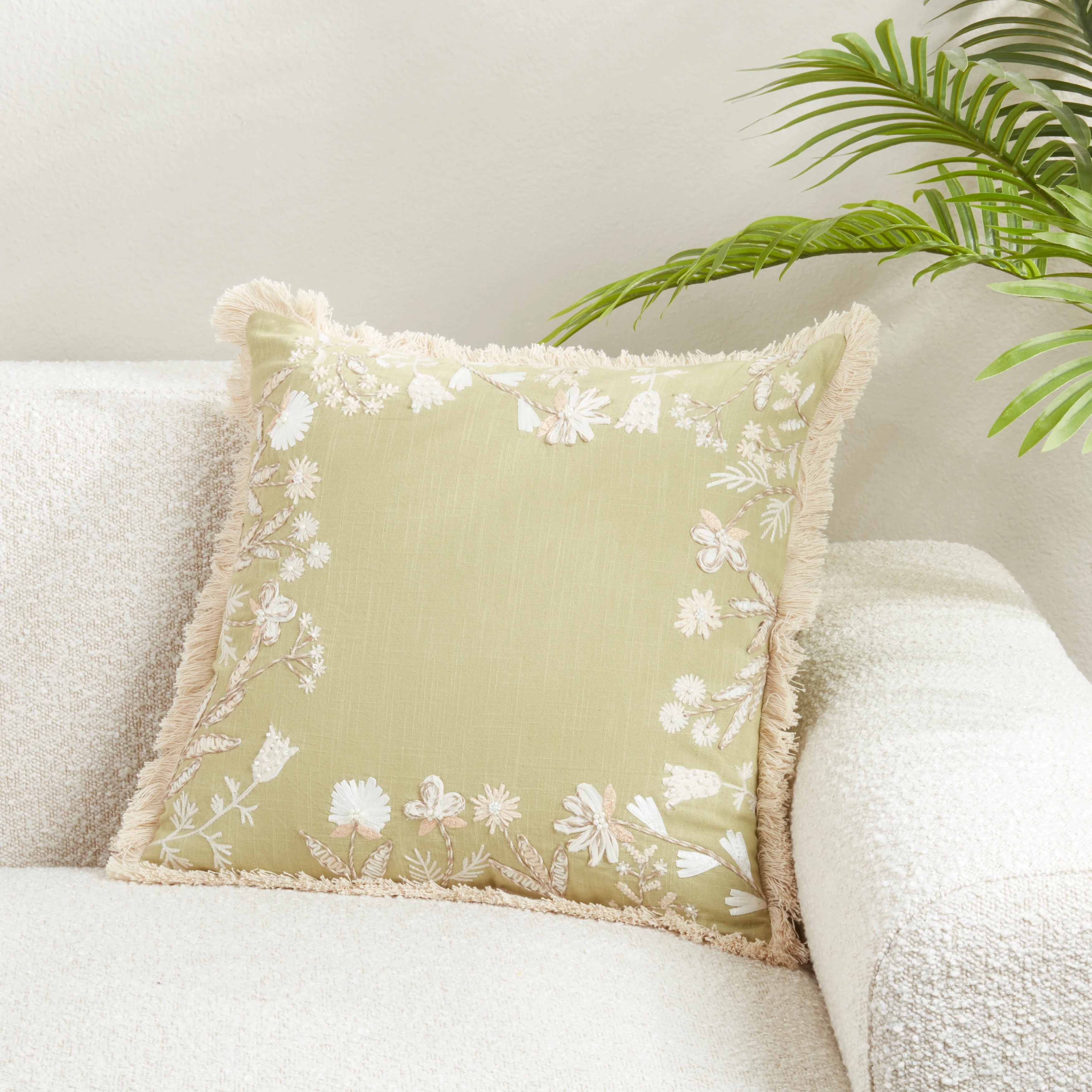 Graceful Embroidered Floral Pillow - Image 20