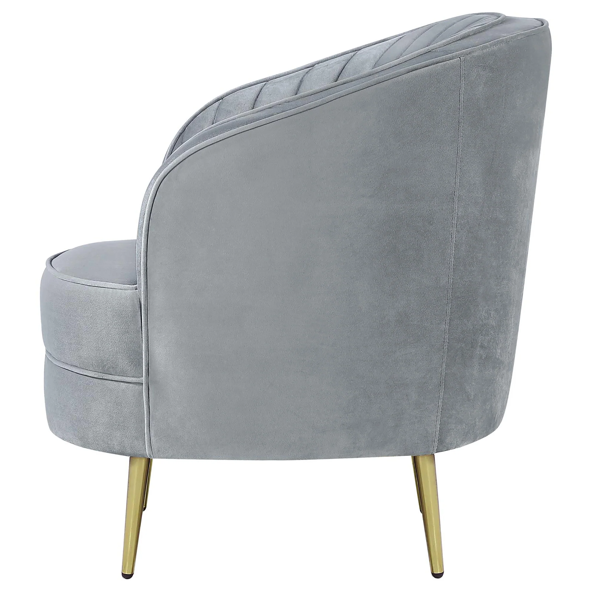Grey and Gold Upholstered Tufted Chair - Image 5