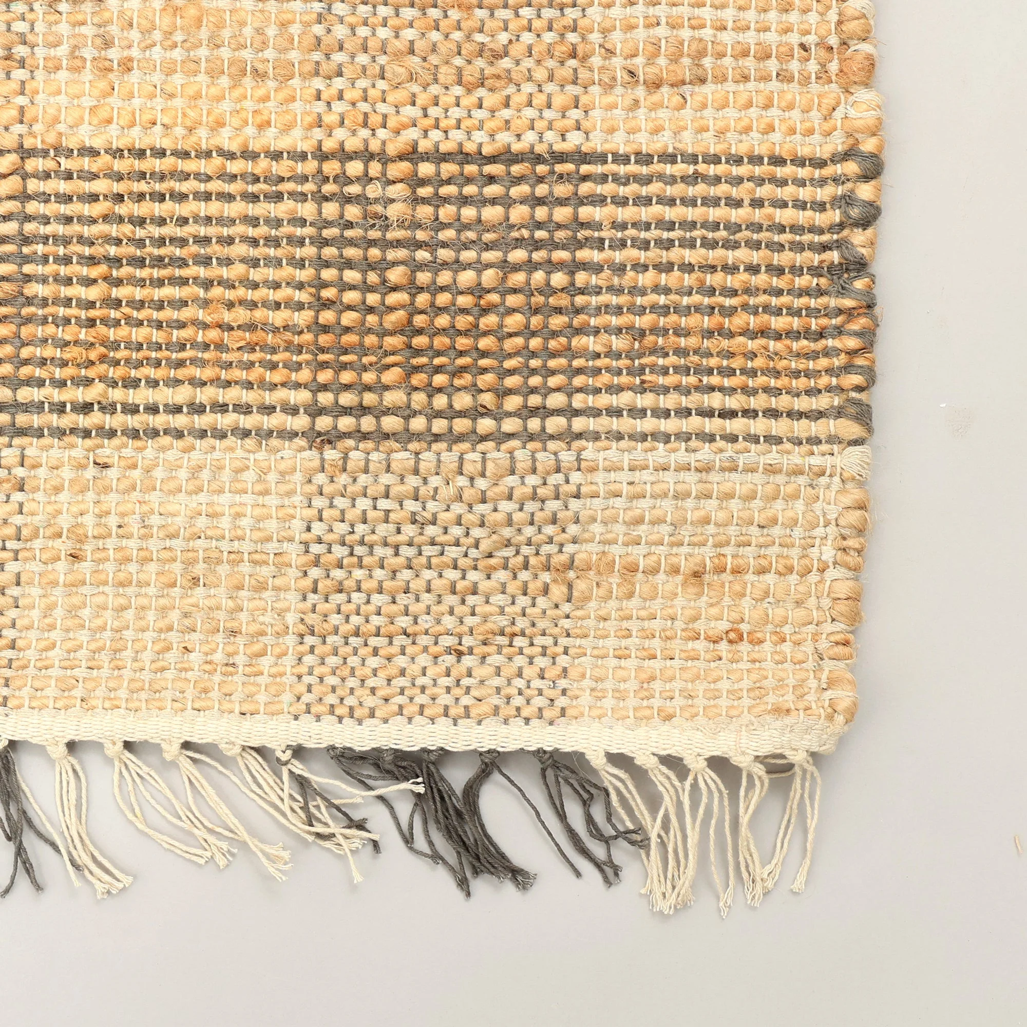 Grey Artisan Hand Woven Jute & Cotton Plaid Rug - Image 5