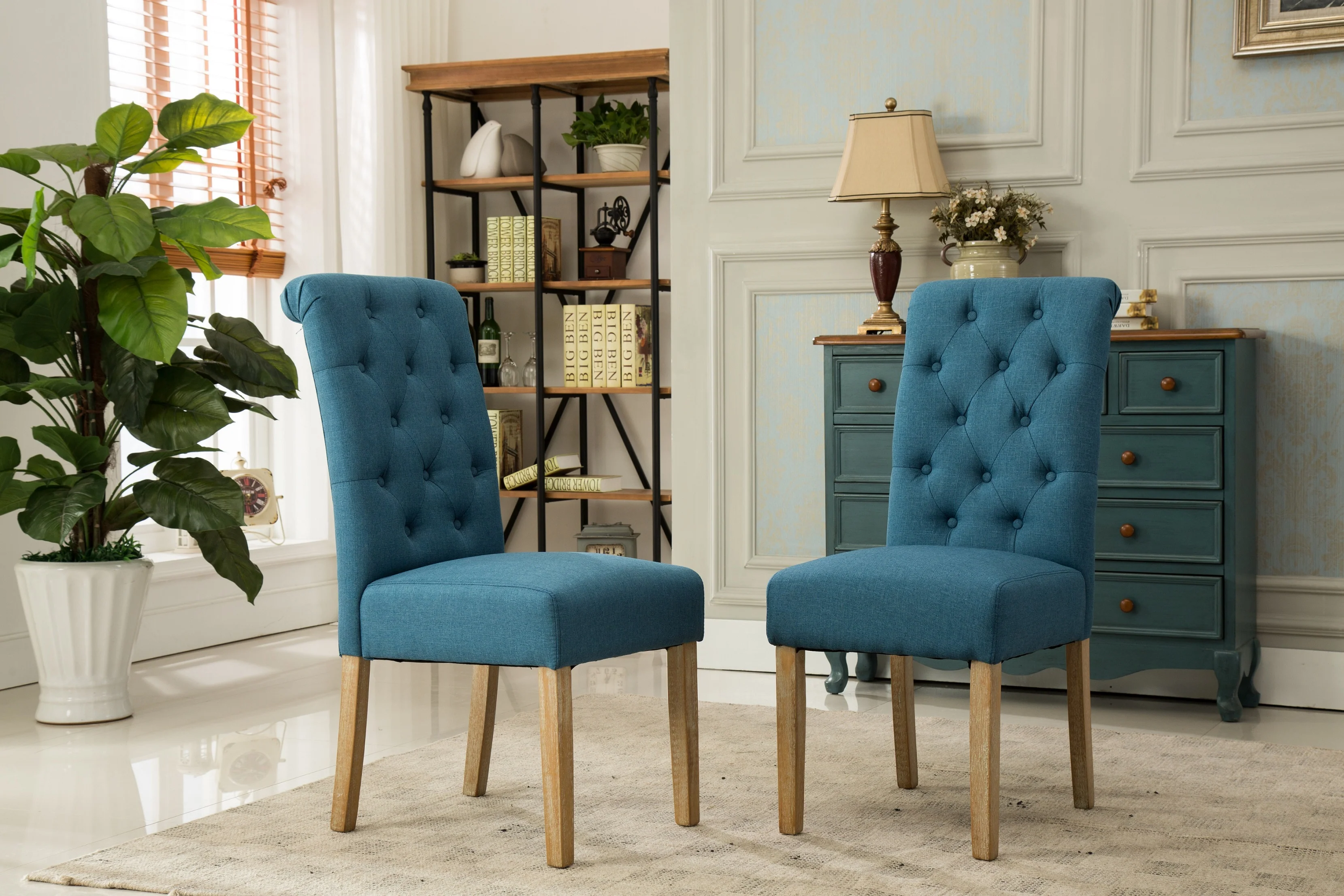 Hazel Solid Wood Button Tufted Upholstered Parsons Dining Chair, Set of 2 - Image 12