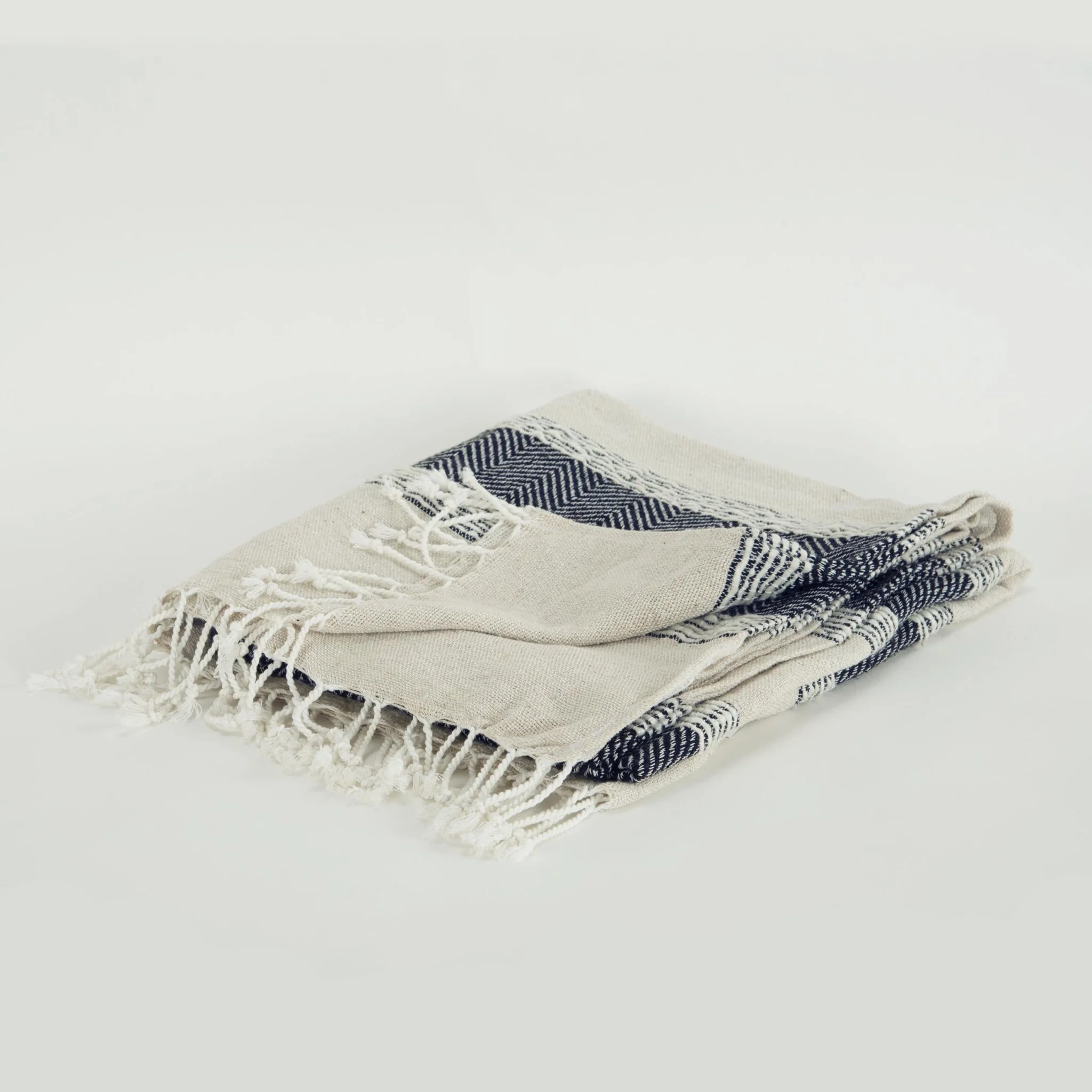 Hand loomed Stripe And Chevron 90% Cotton, 10% Acrylic Throw - Image 15