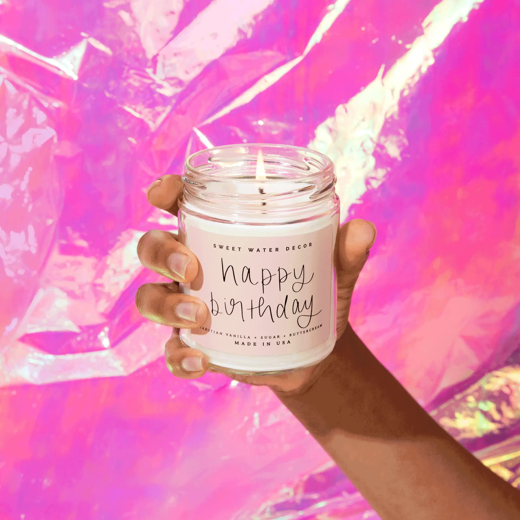 Happy Birthday Soy Candle - Clear Jar - 9 oz - Image 3