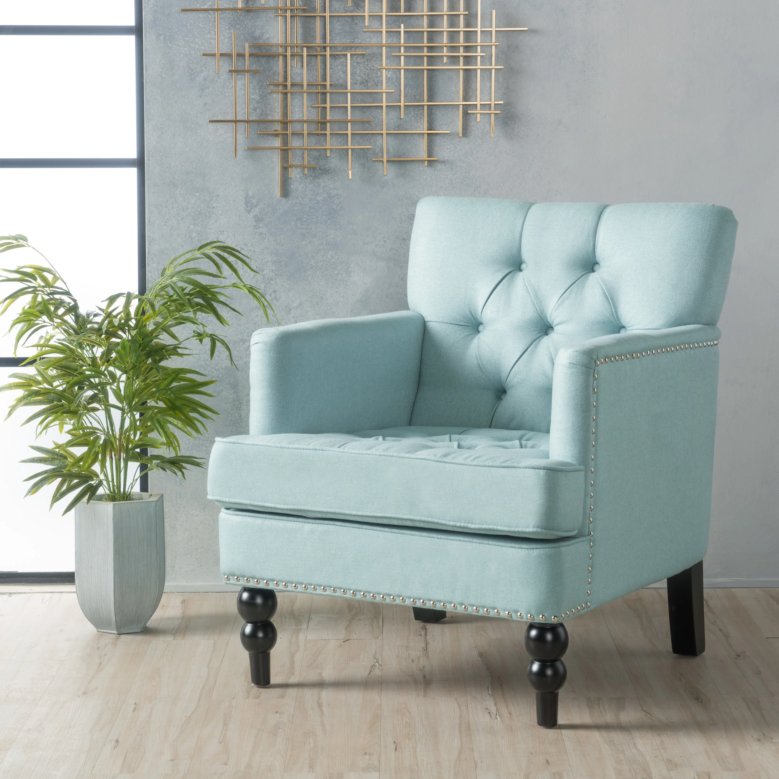 Harrison Tufted Club Chair with Button Tufting and Nailhead Trim - Image 16