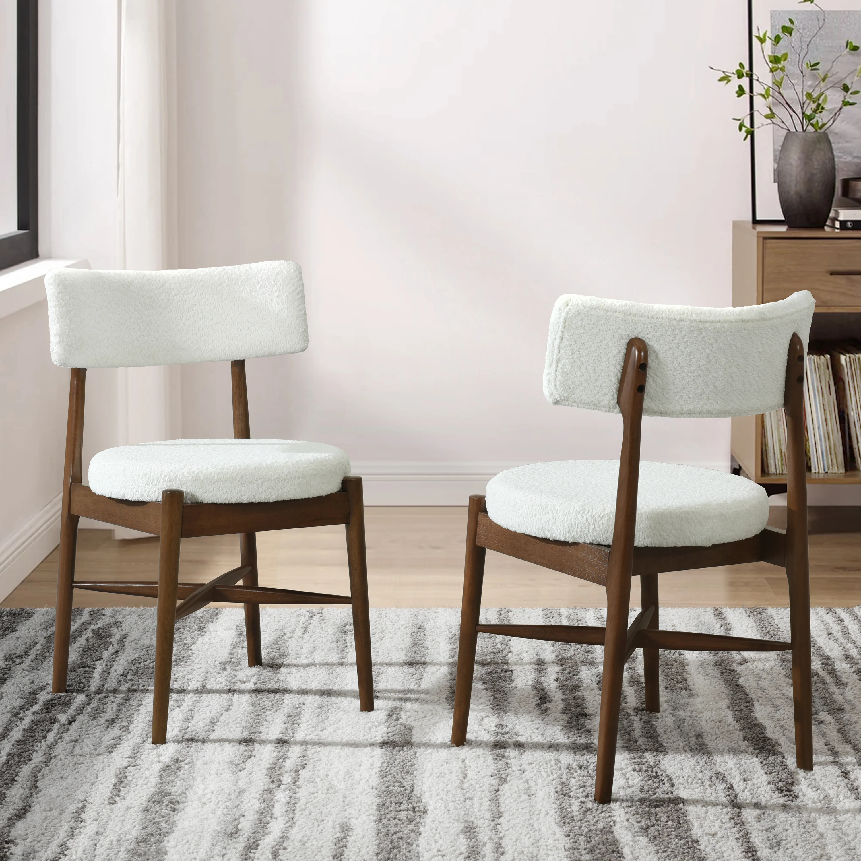 Harveston Mid Century Modern Boucle Upholstered Dining Chairs, Set of 2 - Image 2