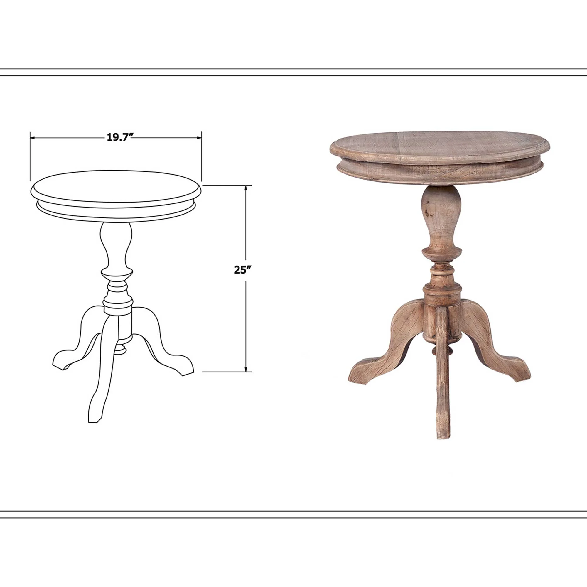 Haven Round Solid Wood Pedestal Accent Table - Image 6