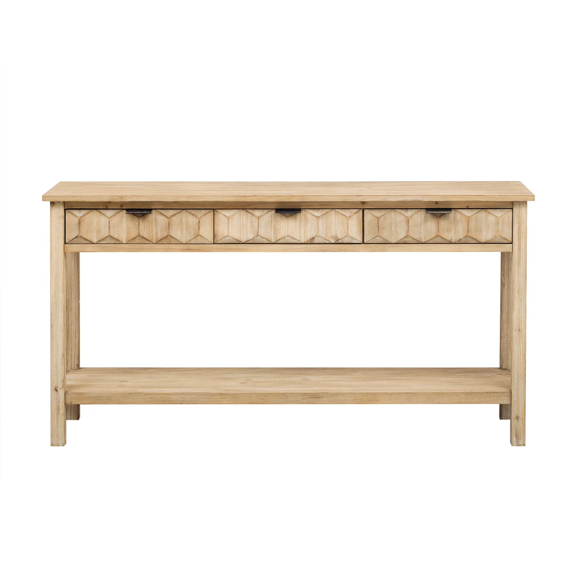 Honeycomb Pattern Console Table with 3 Drawers - Image 16