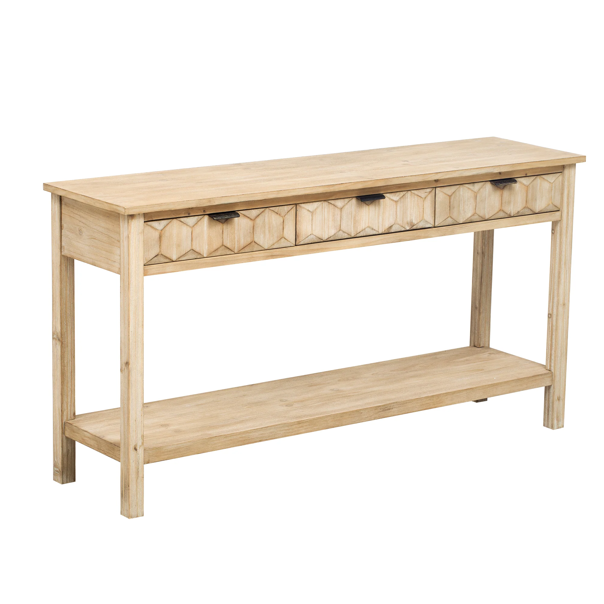 Honeycomb Pattern Console Table with 3 Drawers - Image 17