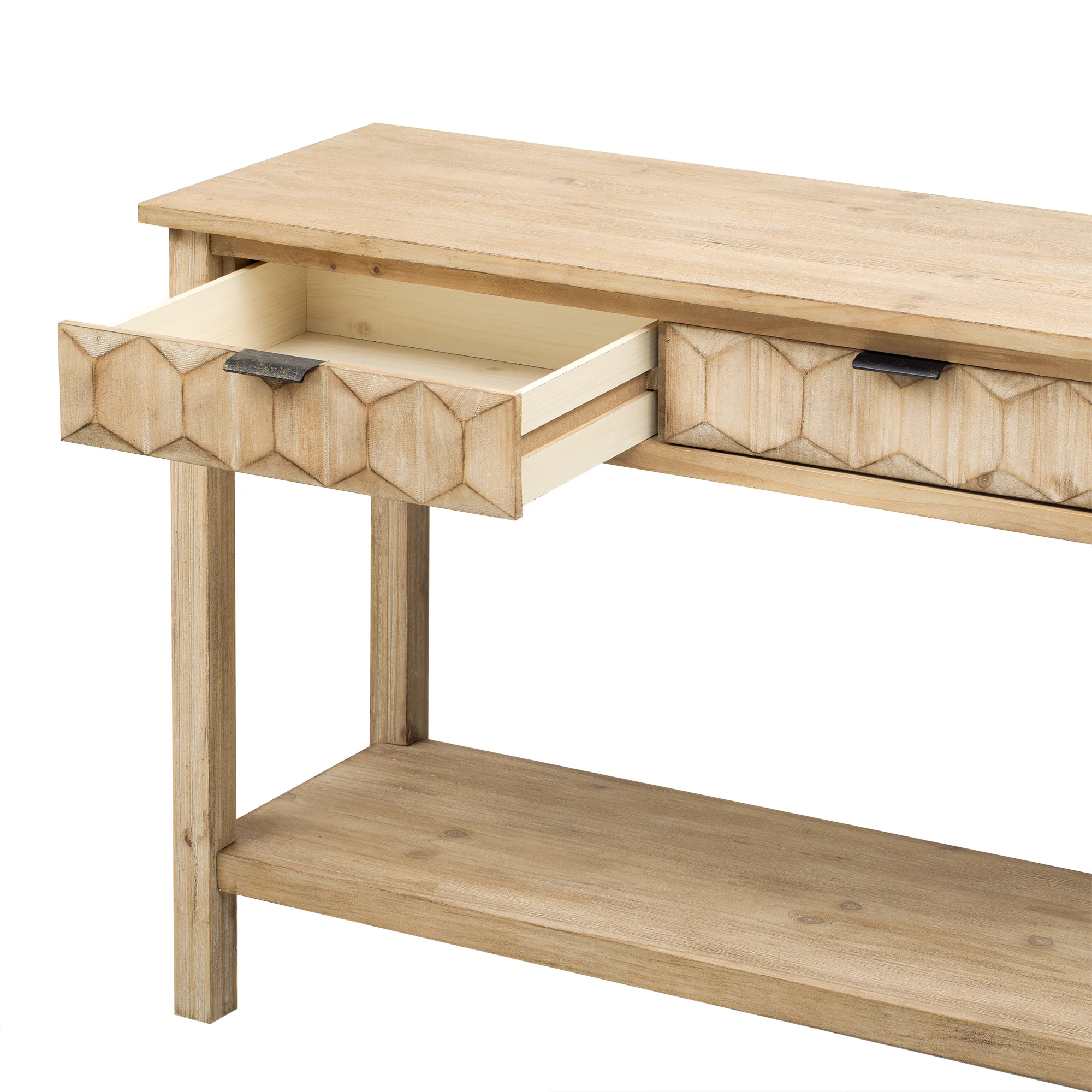 Honeycomb Pattern Console Table with 3 Drawers - Image 20