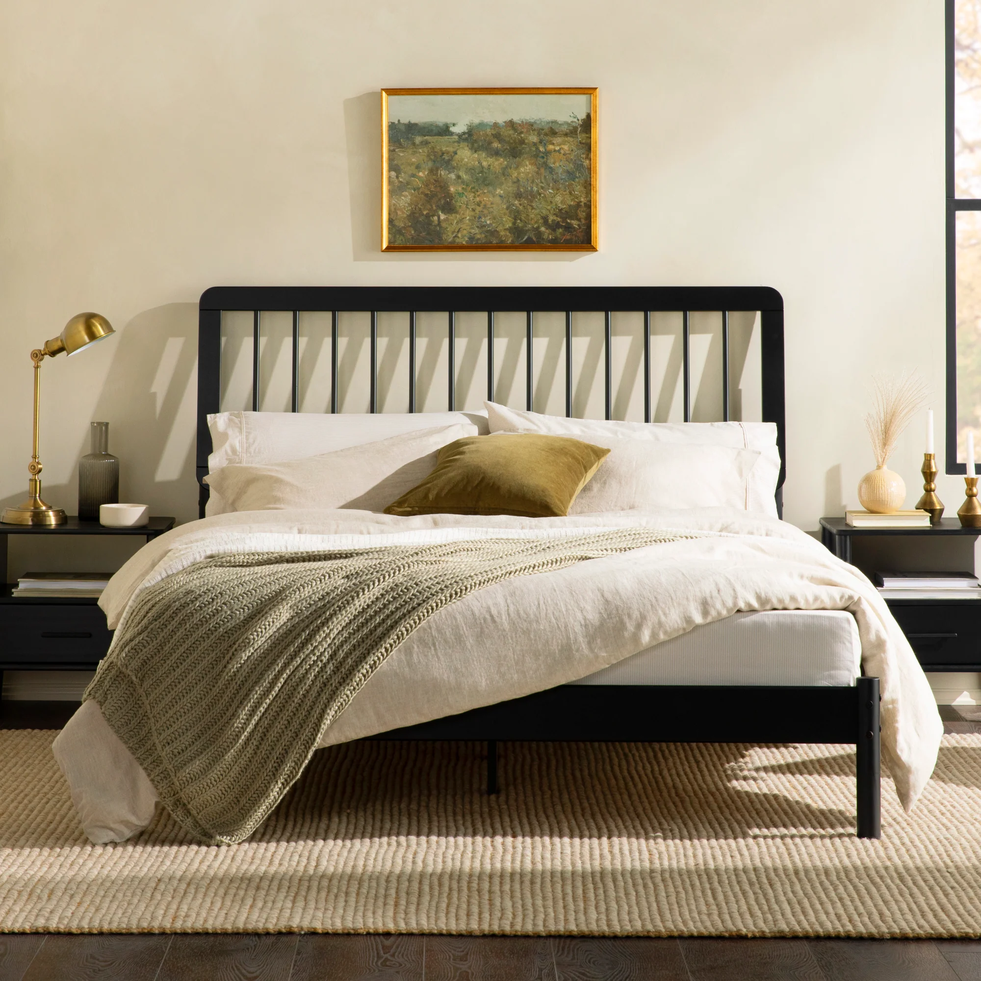 Illusive Solid Wood Spindle Bed with Slat Back - Image 2