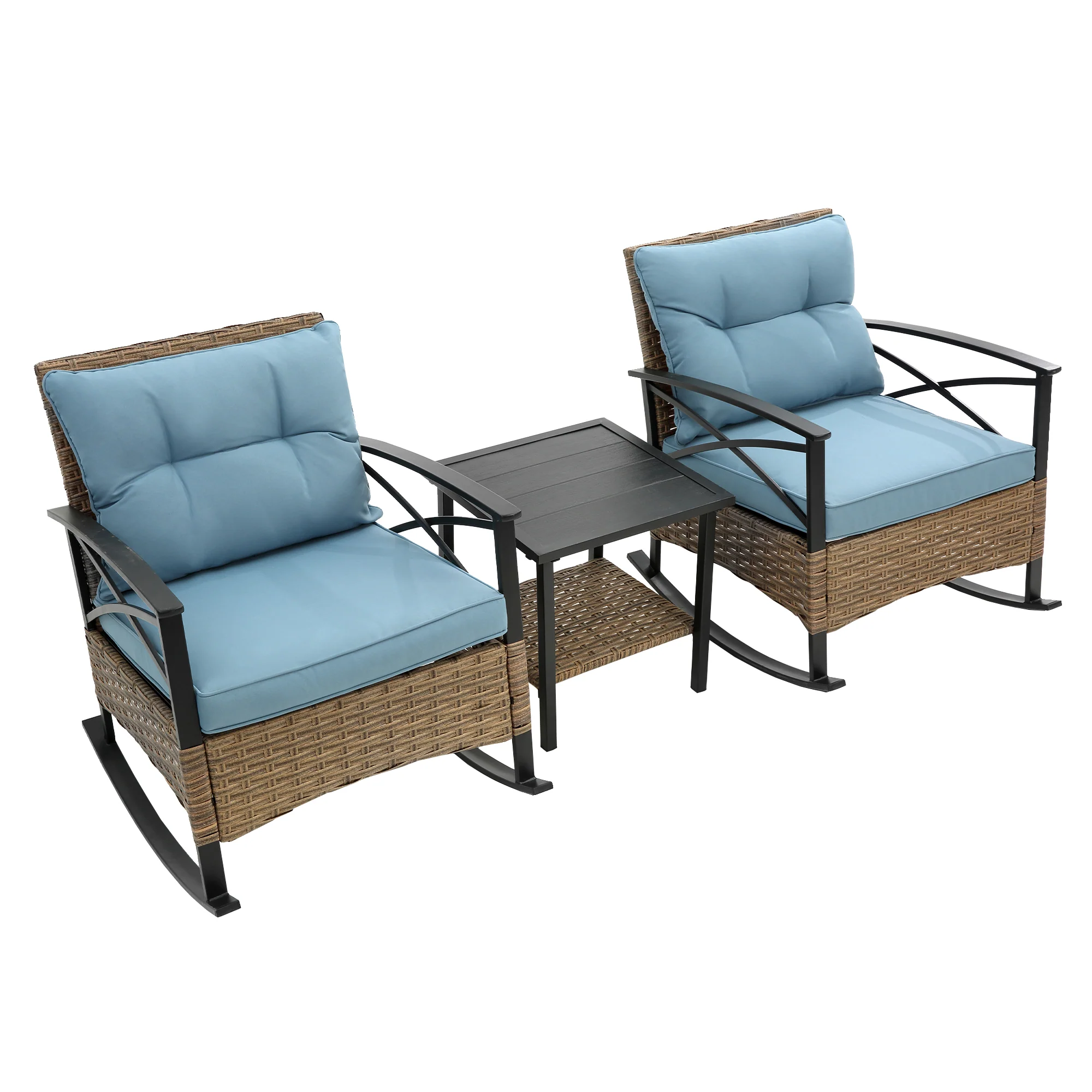Ilmenite 3-Piece Patio Set with 2 Rocking Chairs and Bottom Shelf Table - Image 3