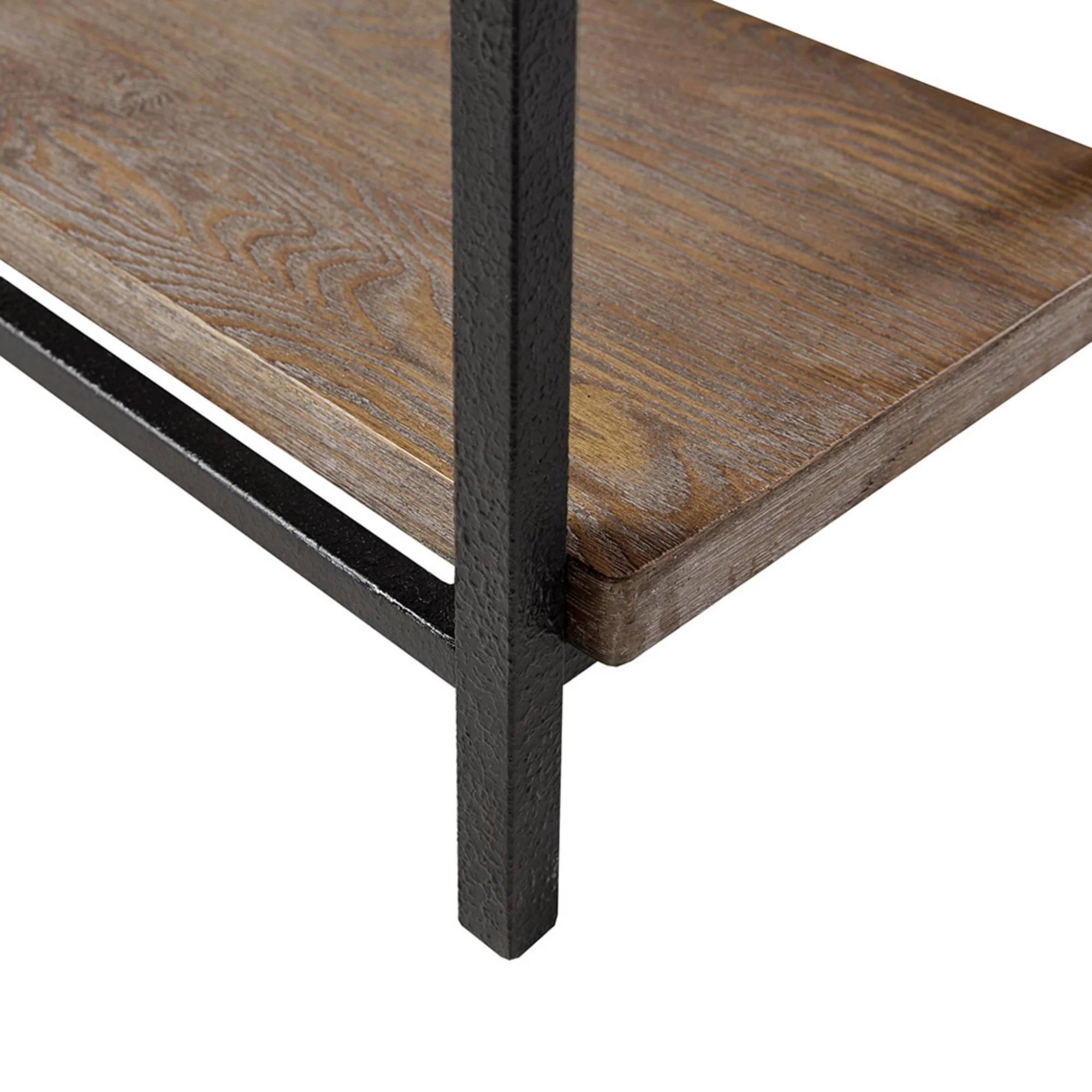 Industrial Style Metal Frame Accent Desk with Side Shelving - Image 6