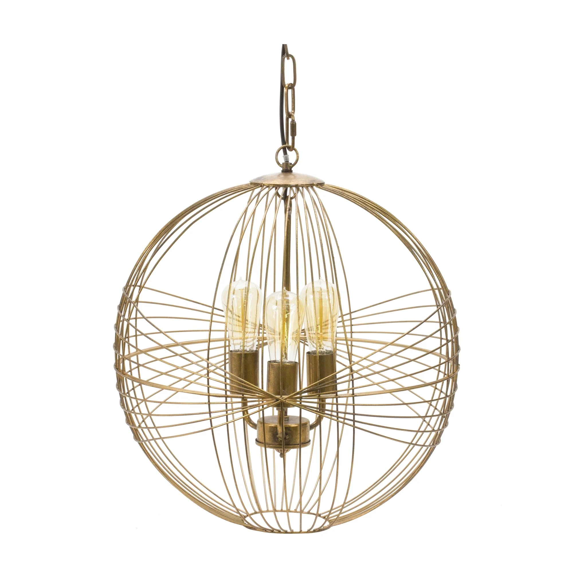 Intricate Metal Sphere 20" Hanging Lamp